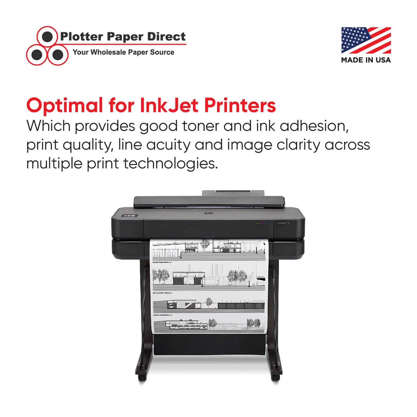 (2) 24'' x 300' Rolls - 20# Plotter Paper - 2'' Core