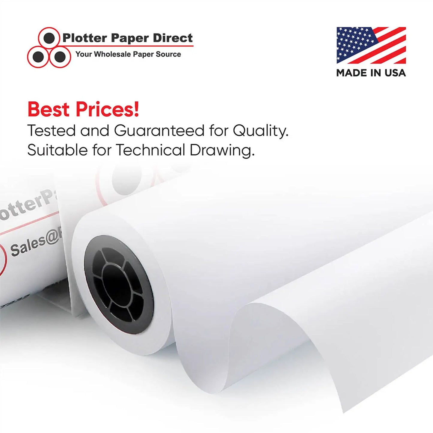 (2) 36'' x 300' Rolls - 20# Plotter Paper - 2'' Core