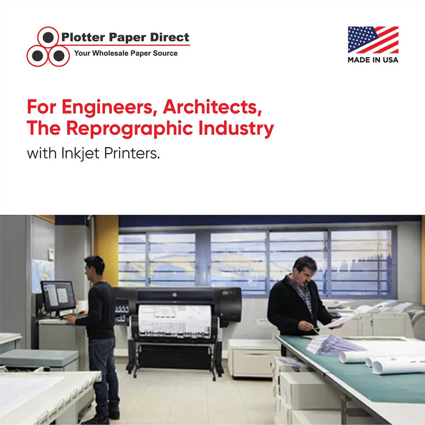 (4) 36'' x 150' Rolls - 20# Plotter Paper - 2'' Core