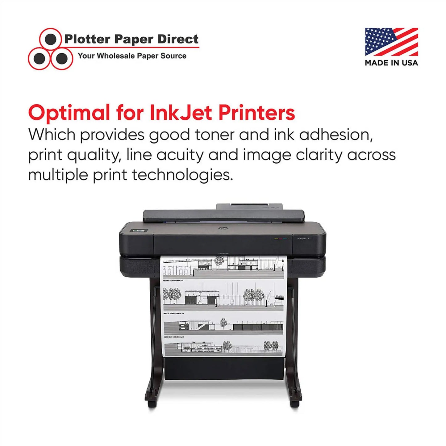 (4) 36'' x 150' Rolls - 20# Plotter Paper - 2'' Core
