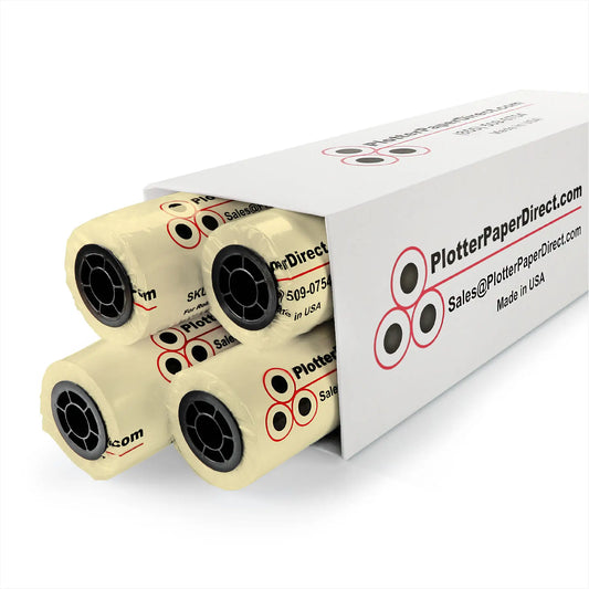 24'' x 150' Rolls - 20 lb Yellow Tinted/Colored Bond Plotter Paper on 2'' Core (Pack of 4)