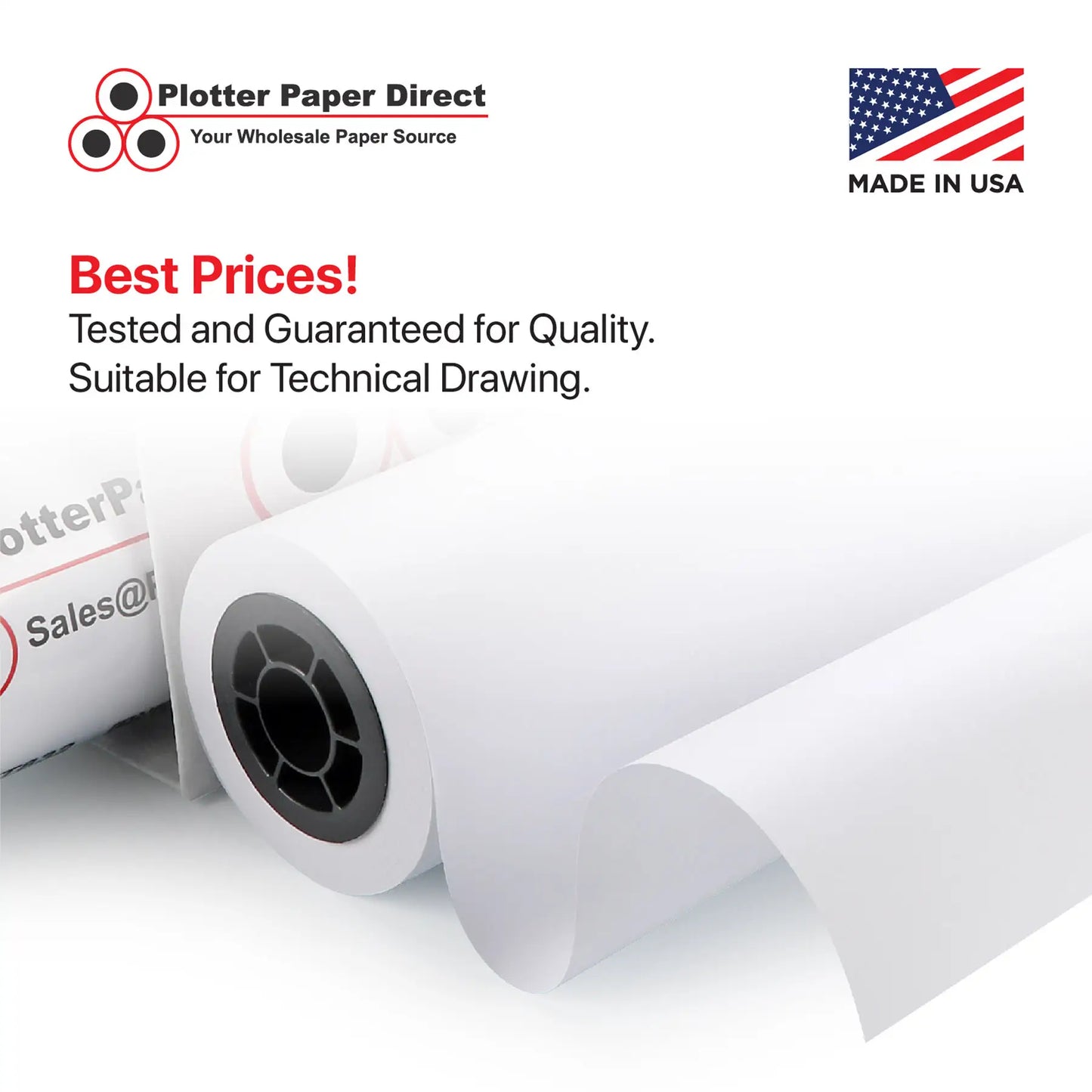 (2) 24'' x 300' Rolls - 24# Plotter Paper - 2'' Core