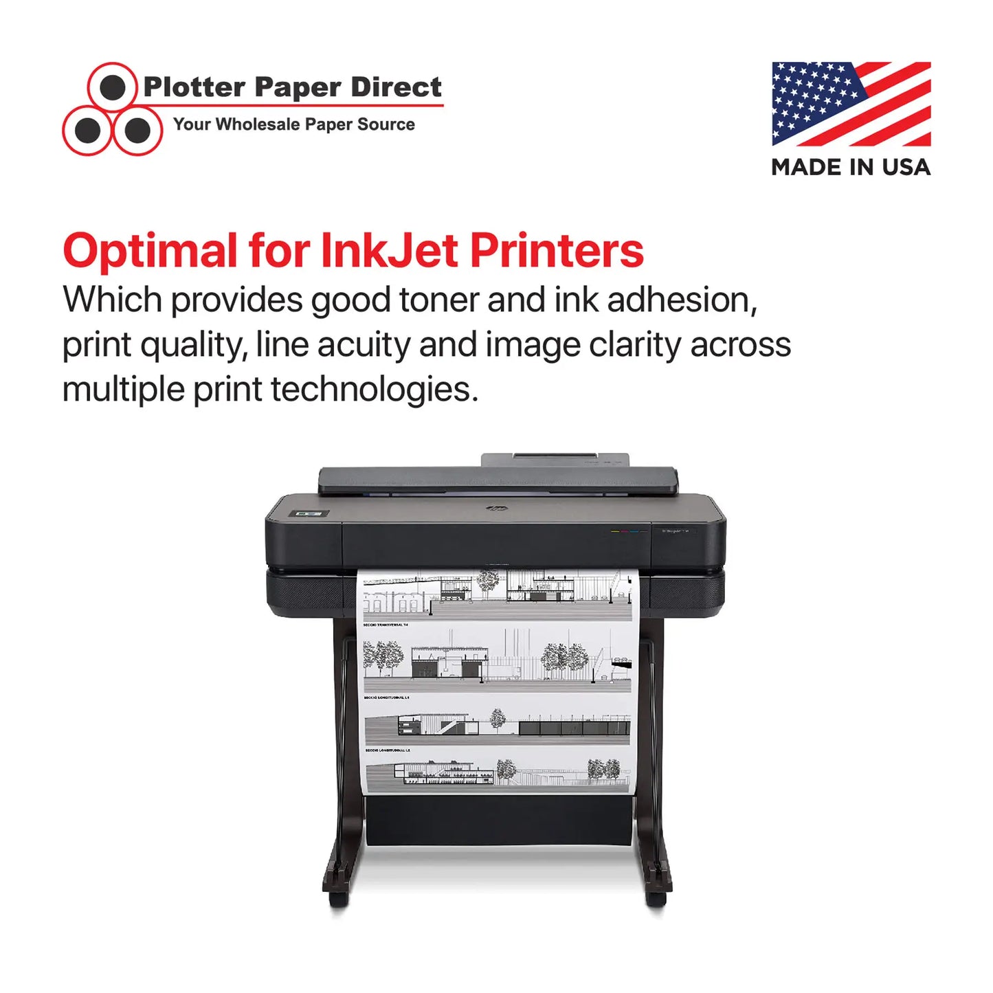 (2) 24'' x 300' Rolls - 24# Plotter Paper - 2'' Core