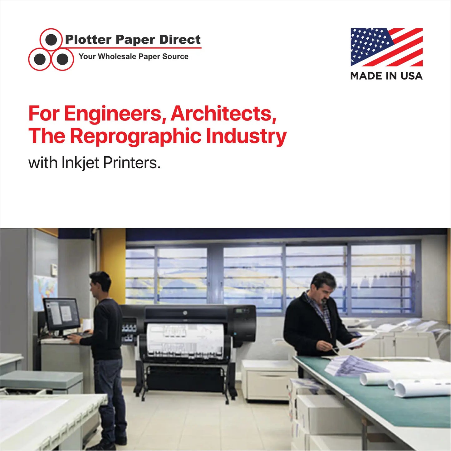 (4) 24'' x 150' Rolls - 24# Plotter Paper - 2'' Core