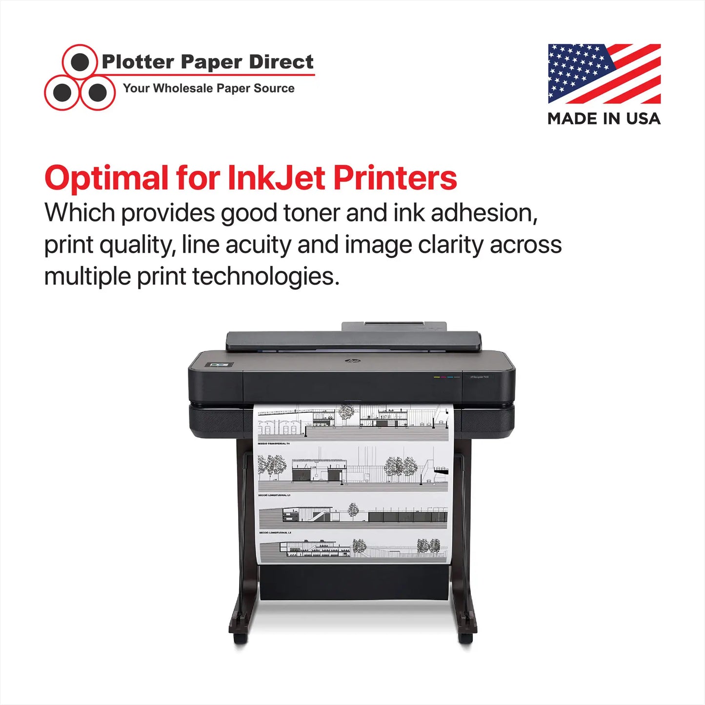 (4) 24'' x 150' Rolls - 24# Plotter Paper - 2'' Core