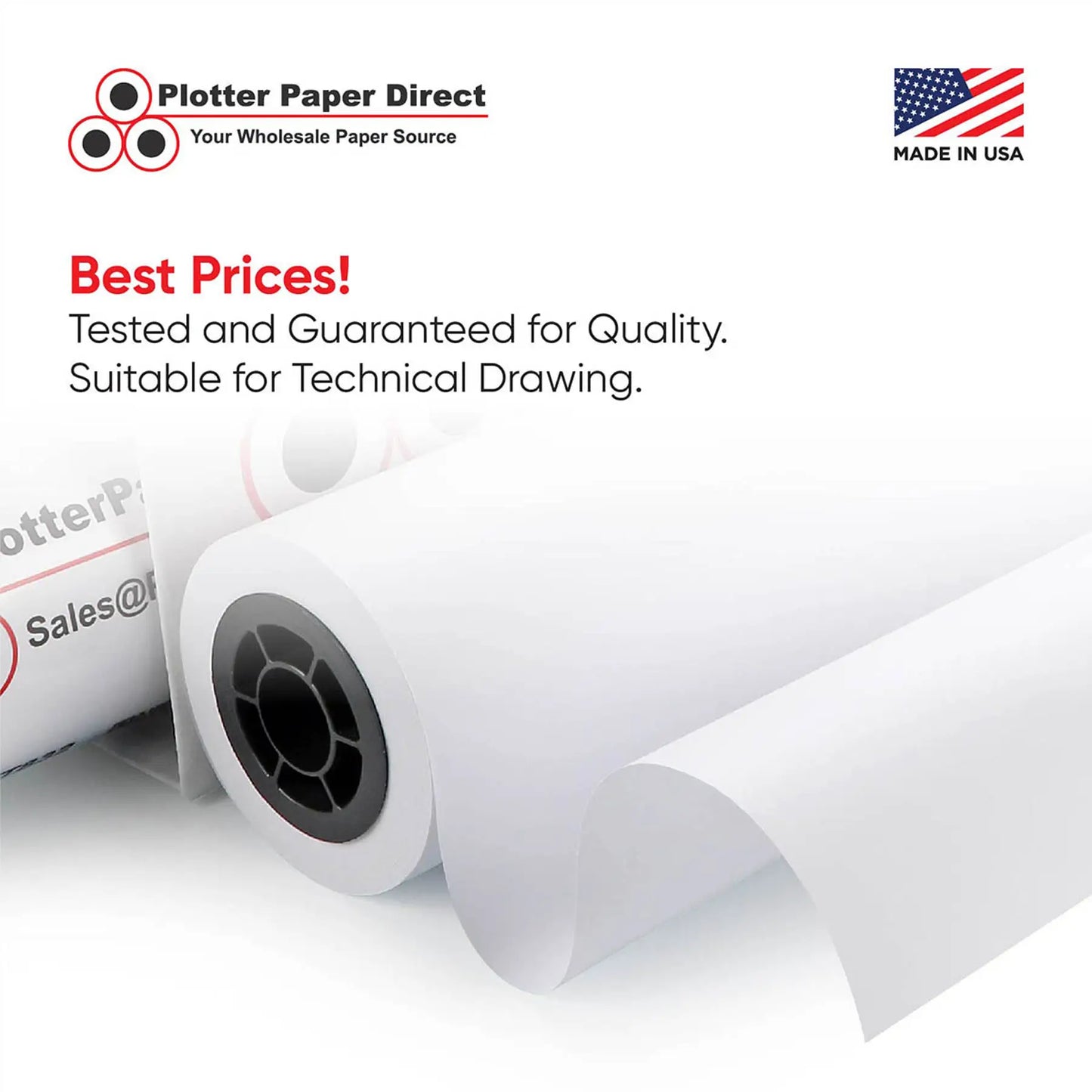 (2) 36'' x 300' Rolls - 24# Plotter Paper - 2'' Core