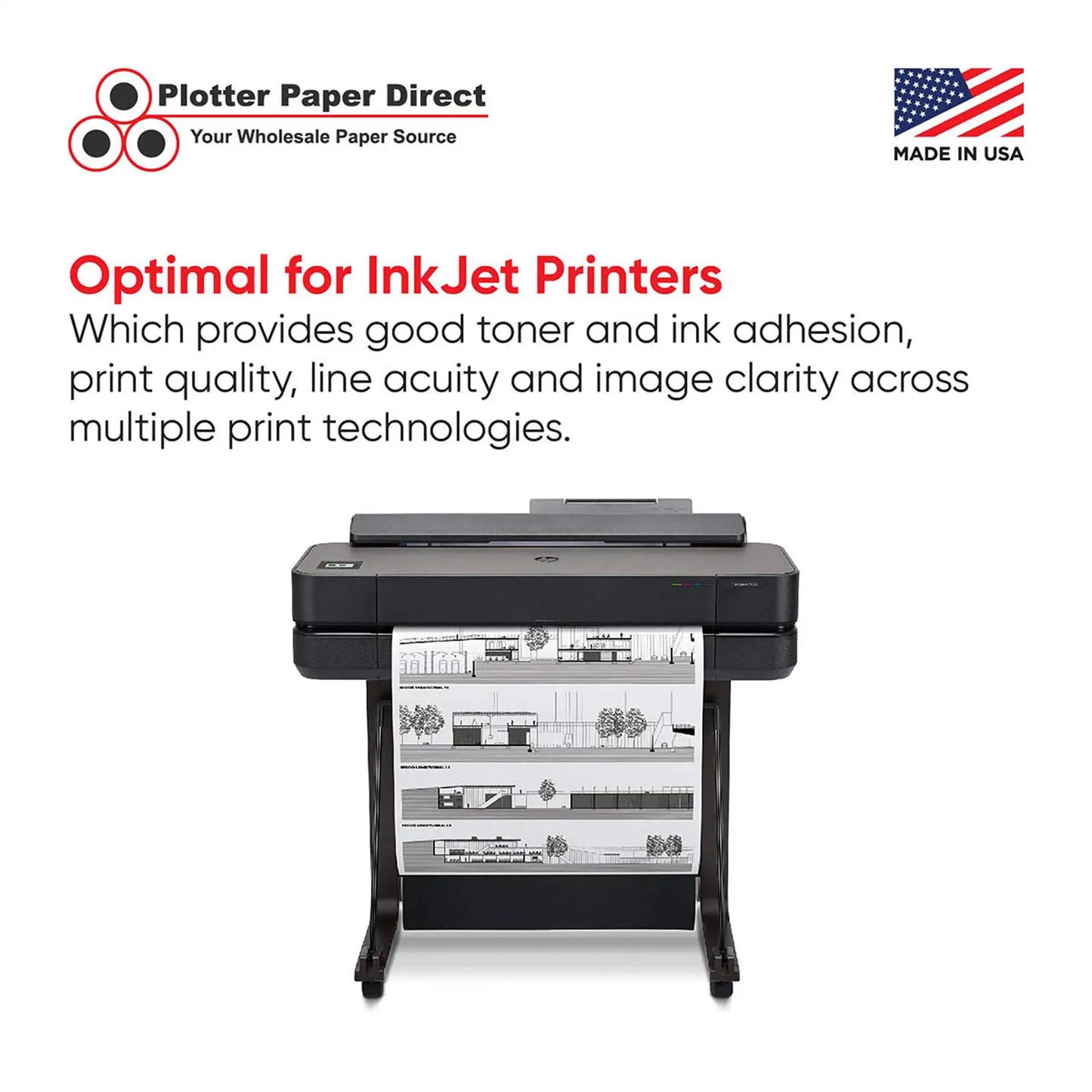 (2) 36'' x 300' Rolls - 24# Plotter Paper - 2'' Core