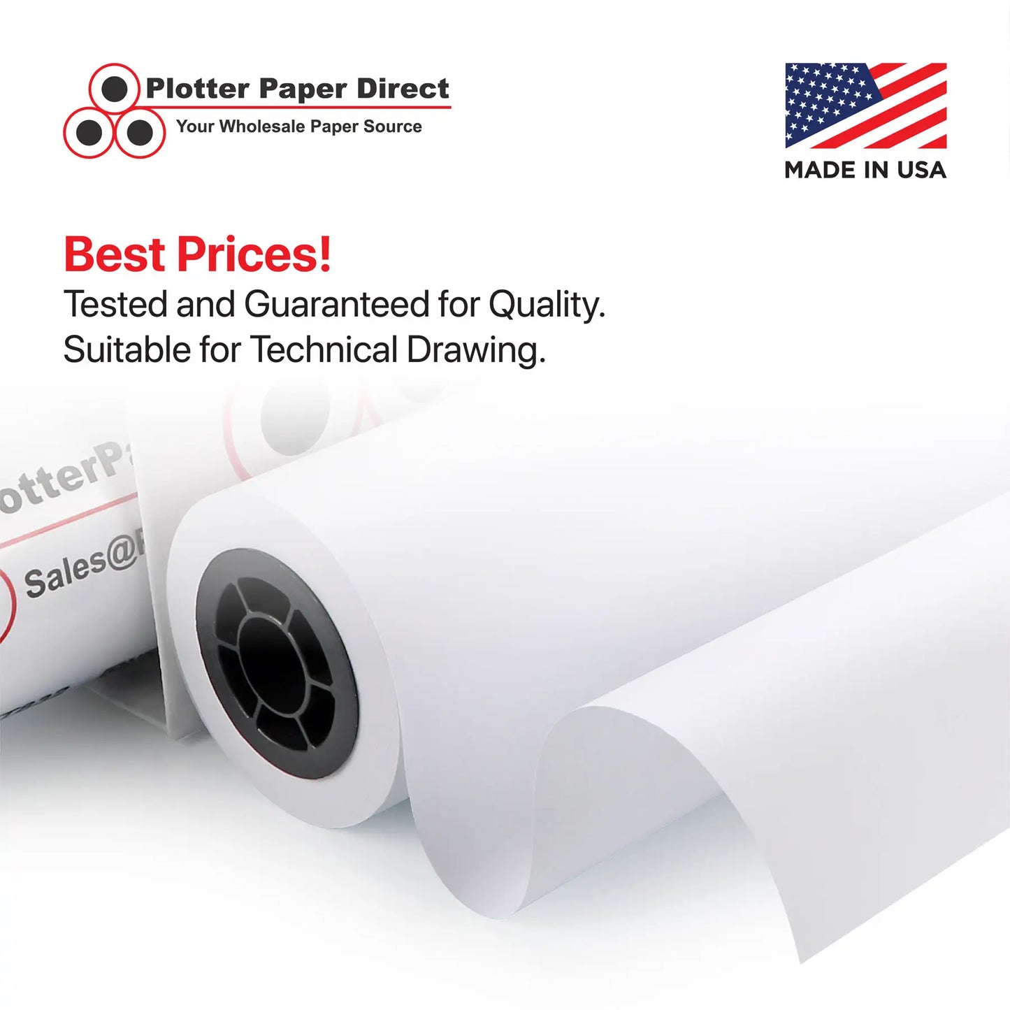 (2) 36'' x 300' Rolls - 24# Coated Bond - 2'' Core