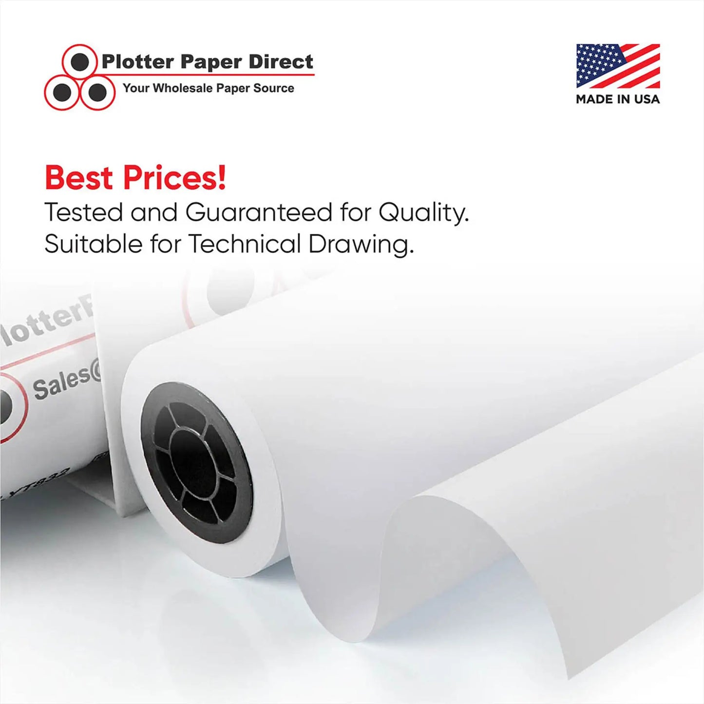 (4) 36'' x 150' Rolls - 24# Coated Bond - 2'' Core