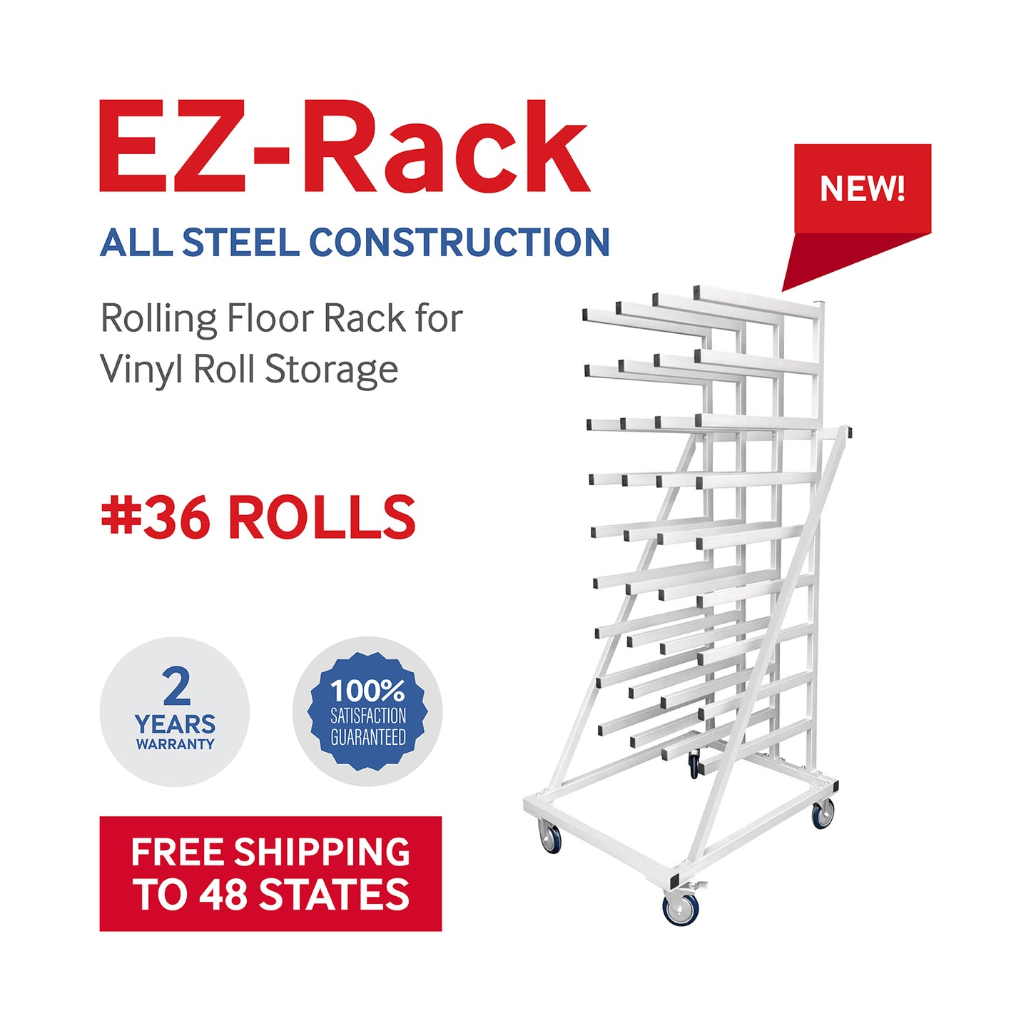 EZ Horizontal Vinyl Roller Rack #36