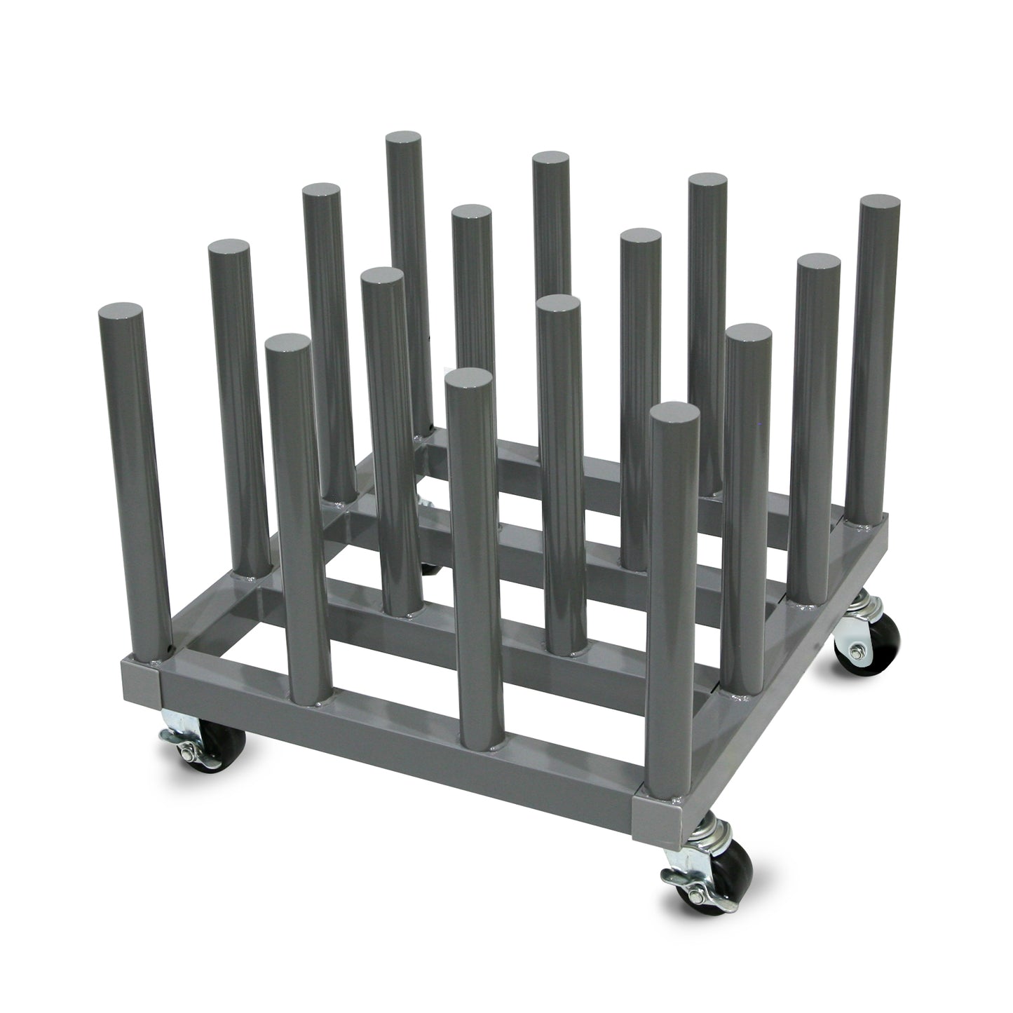 Rolling Floor Rack for Vinyl Roll Storage - Heavy Duty - 16 Spindles - 2'' Core
