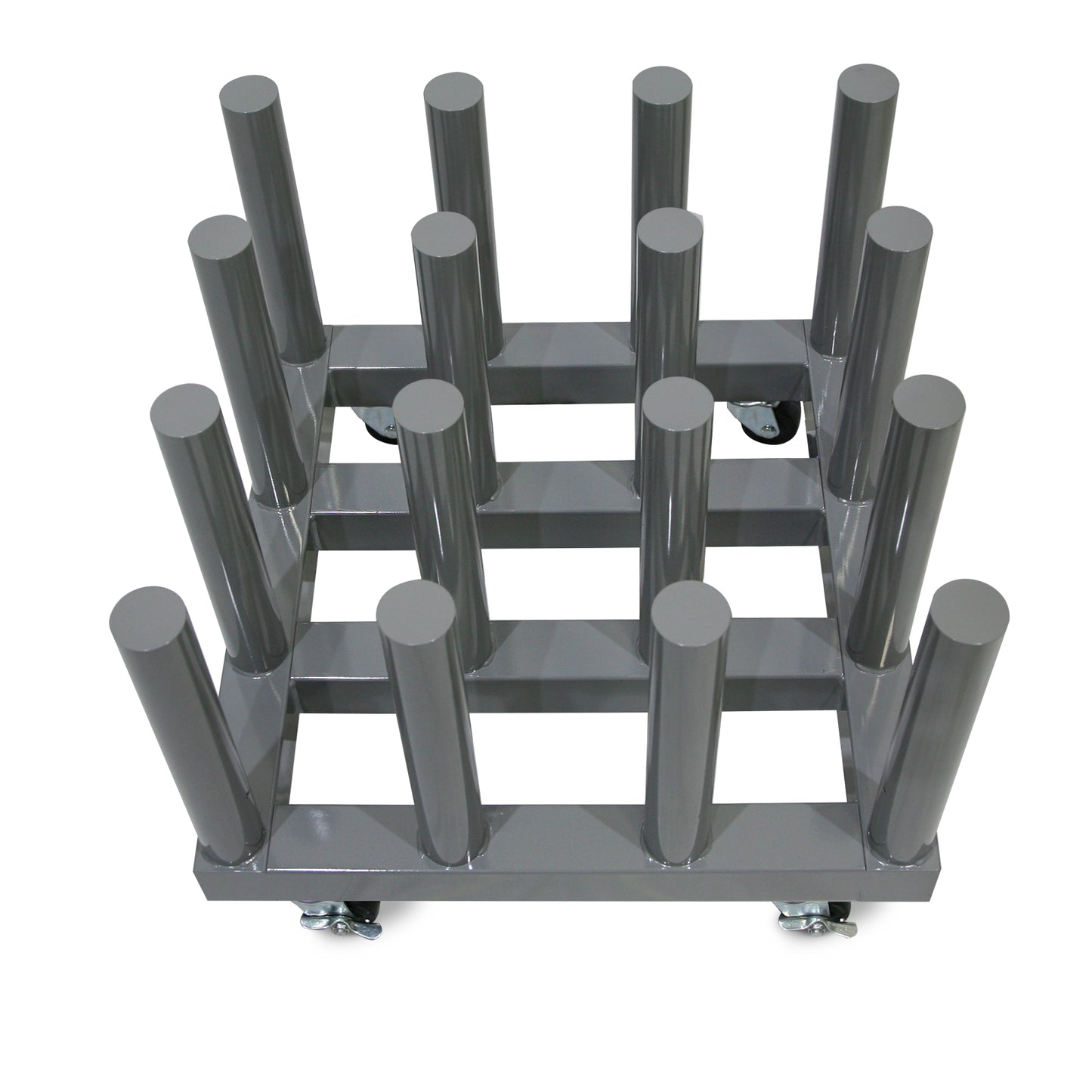 Rolling Floor Rack for Vinyl Roll Storage - Super Heavy Duty - 16 Spindles - 3'' Core
