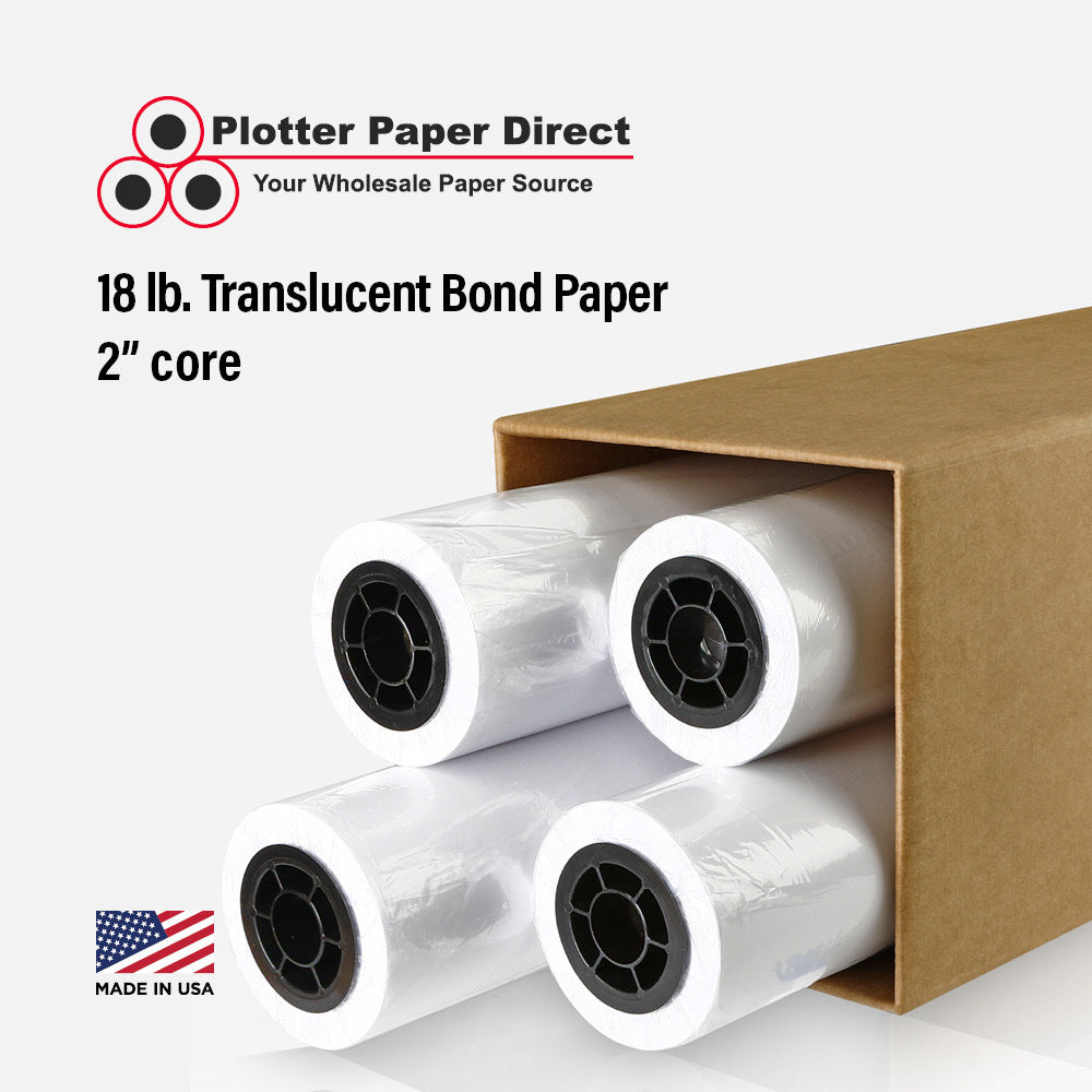 (4) 42'' x 150' Rolls - 18# Translucent Bond - 2'' Core