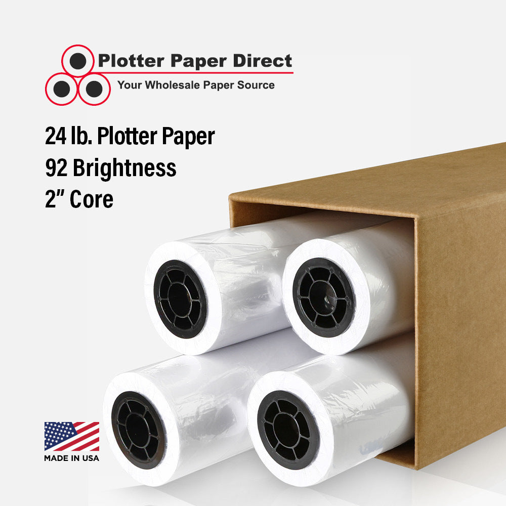 (4) 24'' x 150' Rolls - 24# Plotter Paper - 2'' Core