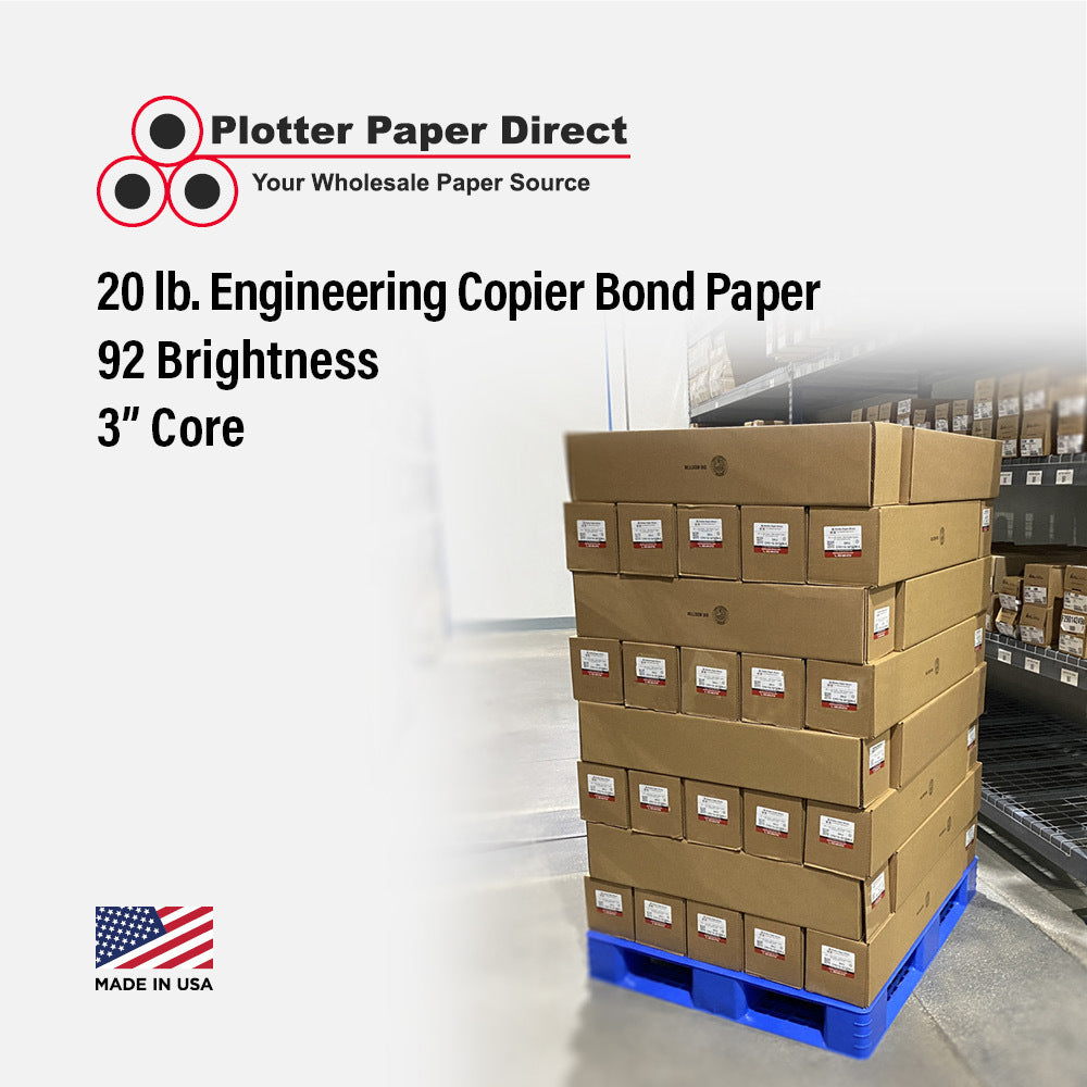 34'' x 650' Rolls - 20# Engineering Bond - 3'' Core (Pallet of 30)