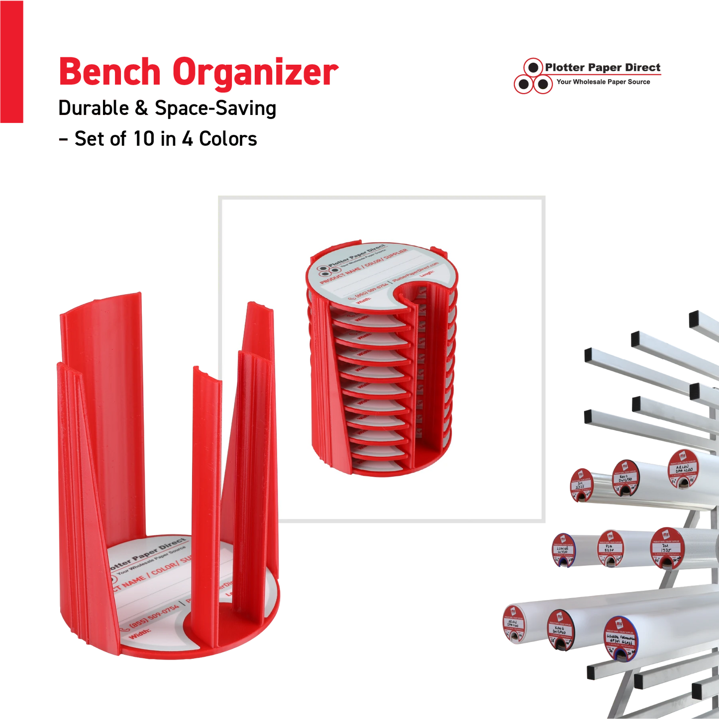 2" Core Rewritable Red Lid for Media Rolls