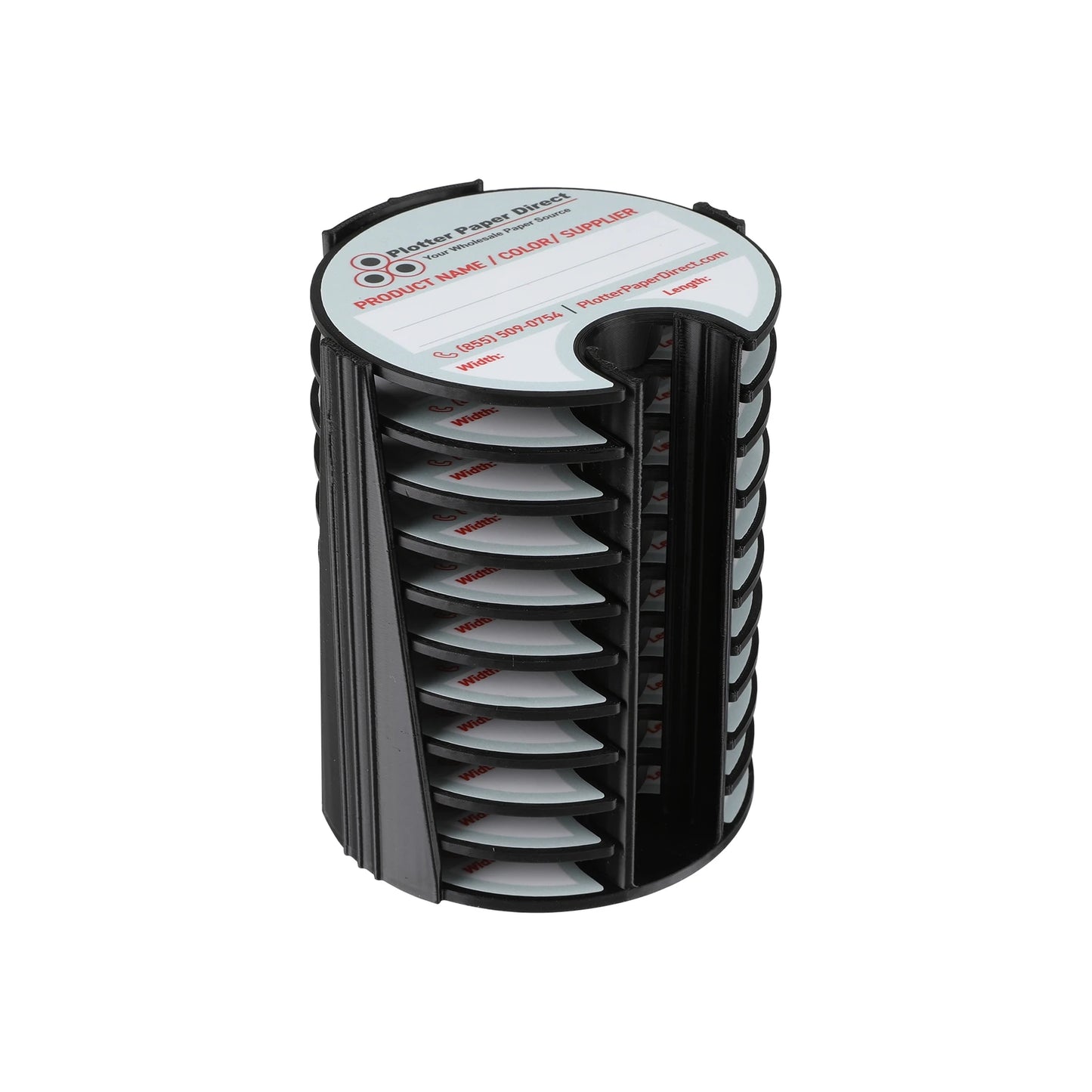 Kit of 10 Rewritable Black Lids for 2" Core Media Rolls + 1 Black Bench Organizer for 2" & 3" Cores – Durable Storage & Organization for Print Shops and Studios