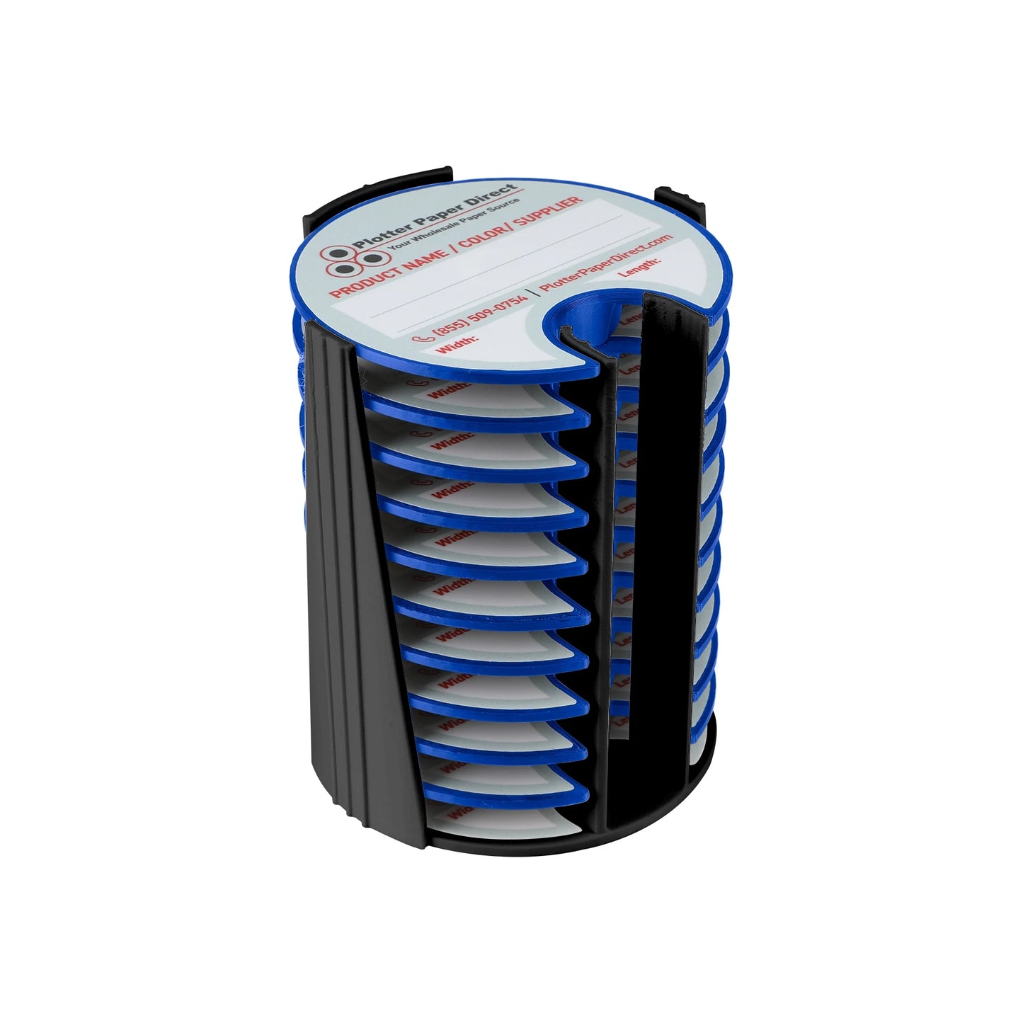 Kit of 10 Rewritable Blue Lids for 2" Core Media Rolls + 1 Black Bench Organizer for 2" & 3" Cores – Durable Storage & Organization for Print Shops and Studios