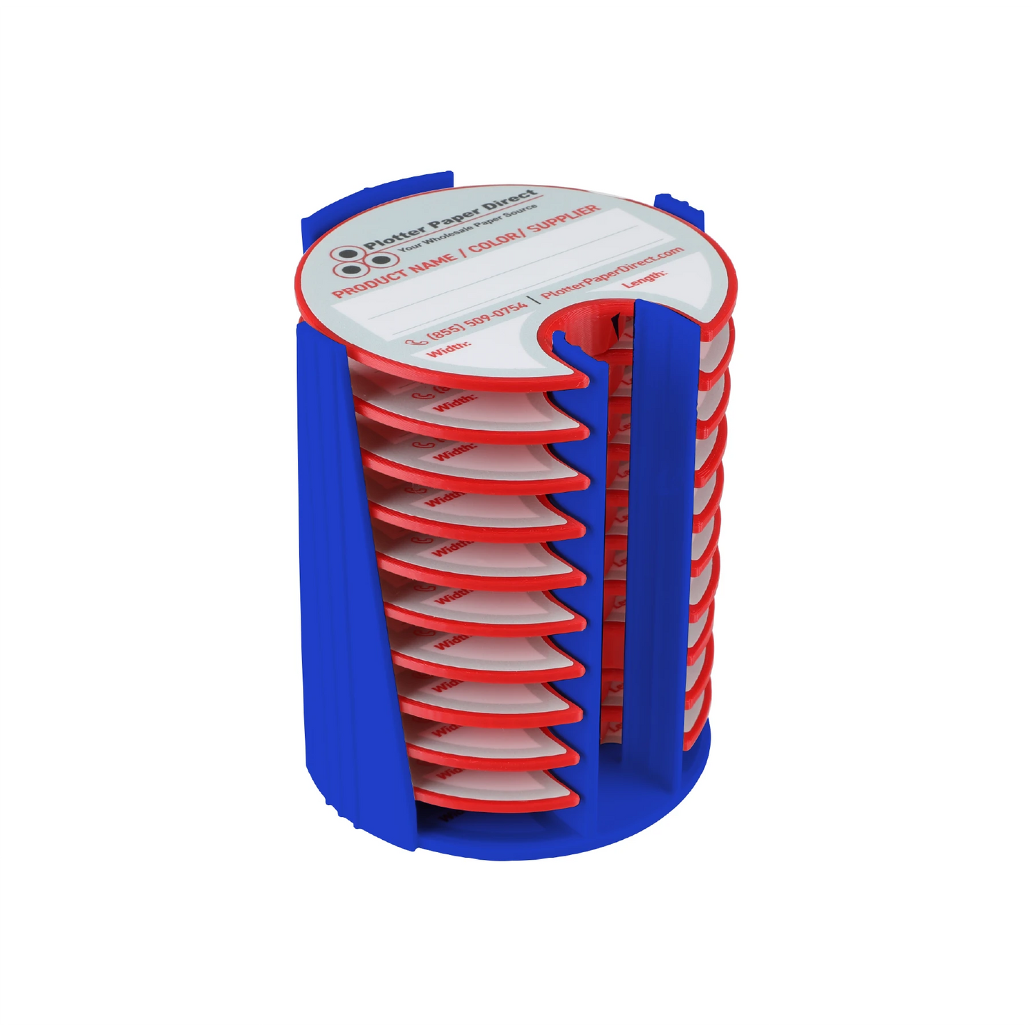 Kit of 10 Rewritable Red Lids for 2" Core Media Rolls + 1 Blue Bench Organizer for 2" & 3" Cores – Durable Storage & Organization for Print Shops and Studios