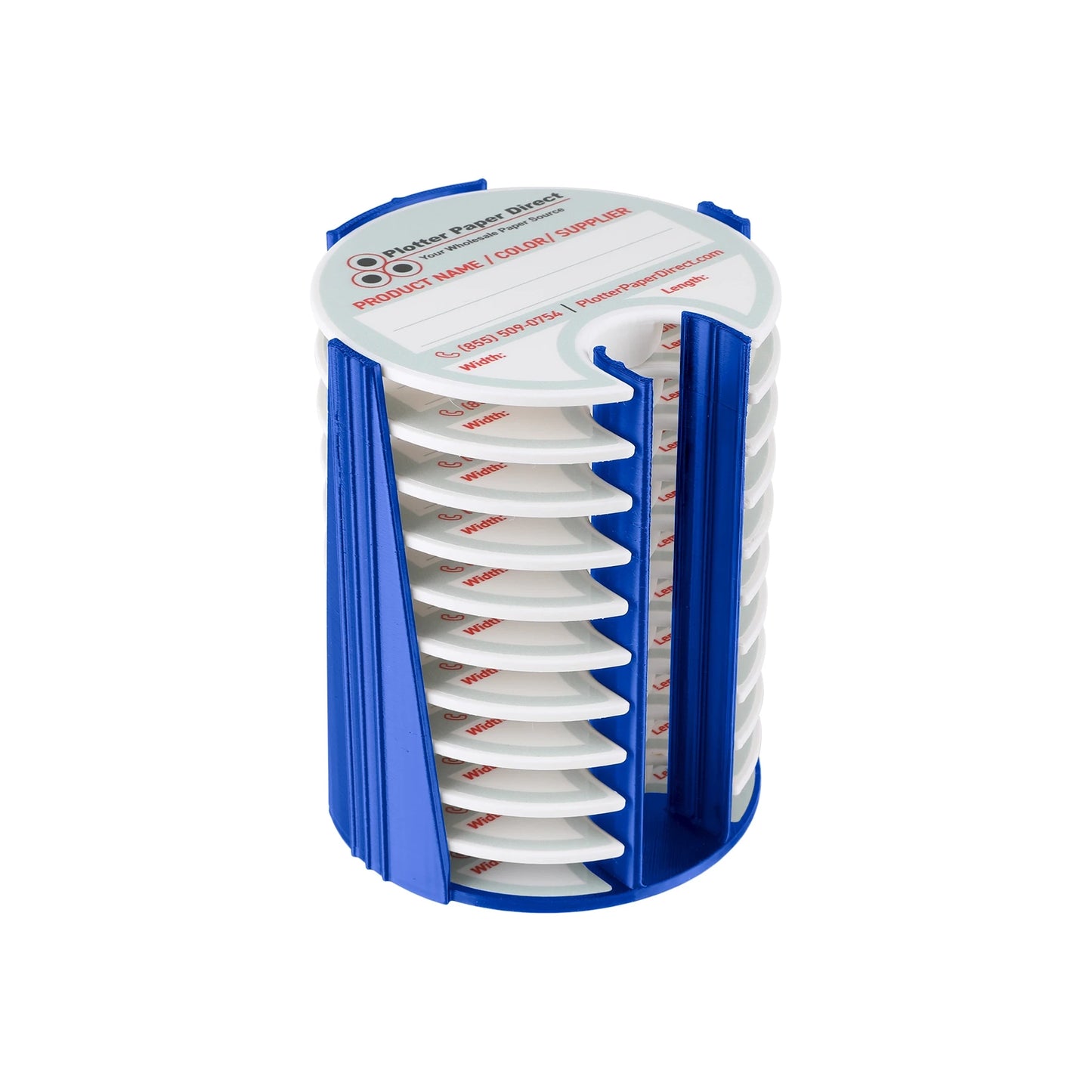 Kit of 10 Rewritable White Lids for 2" Core Media Rolls + 1 Blue Bench Organizer for 2" & 3" Cores – Durable Storage & Organization for Print Shops and Studios