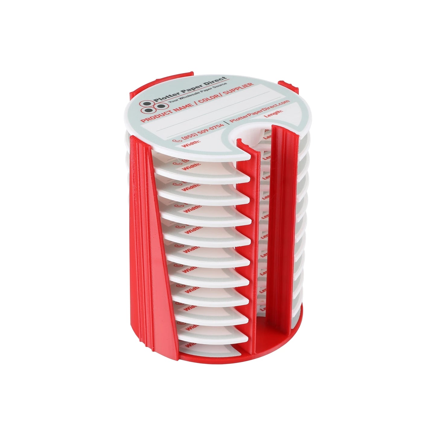Kit of 10 Rewritable White Lids for 2" Core Media Rolls + 1 Red Bench Organizer for 2" & 3" Cores – Durable Storage & Organization for Print Shops and Studios