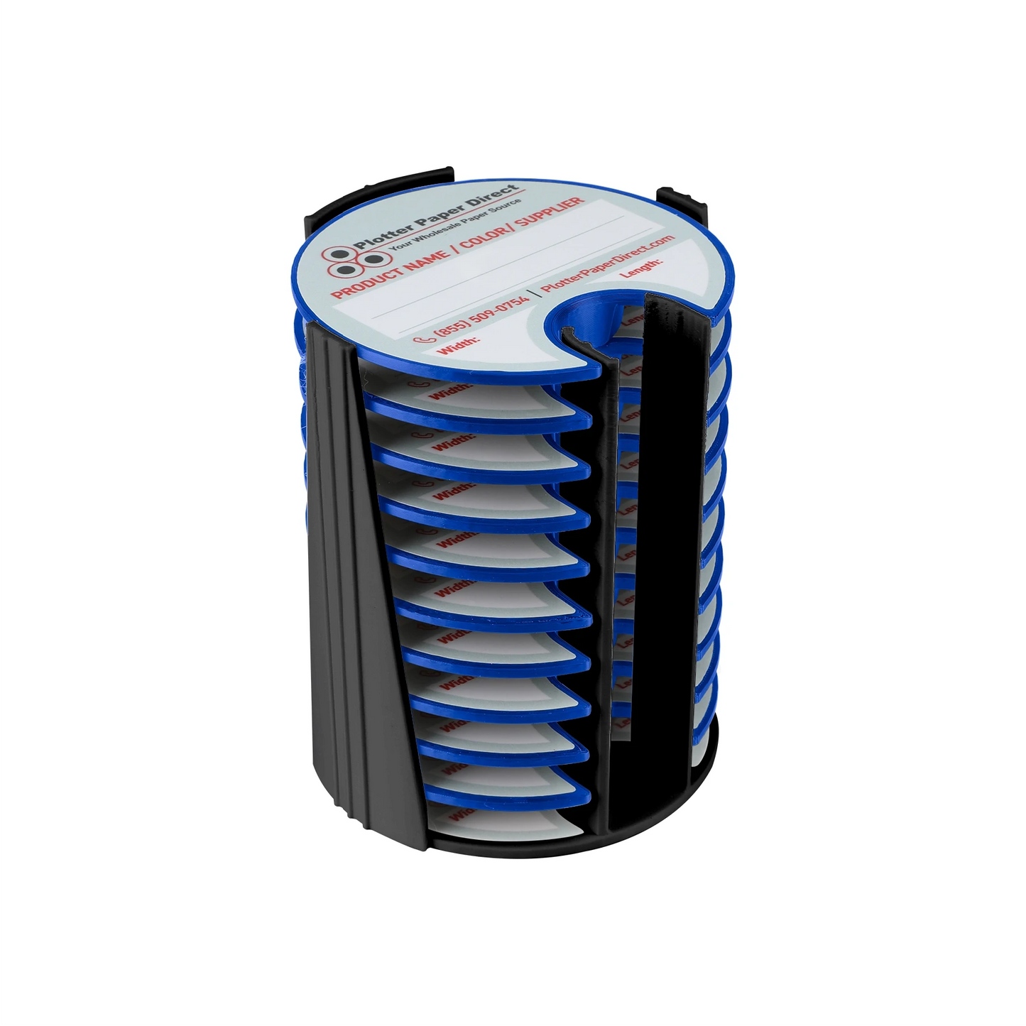 Kit of 10 Rewritable Blue Lids for 3" Core Media Rolls + 1 Black Bench Organizer for 2" & 3" Cores – Durable Storage & Organization for Print Shops and Studios