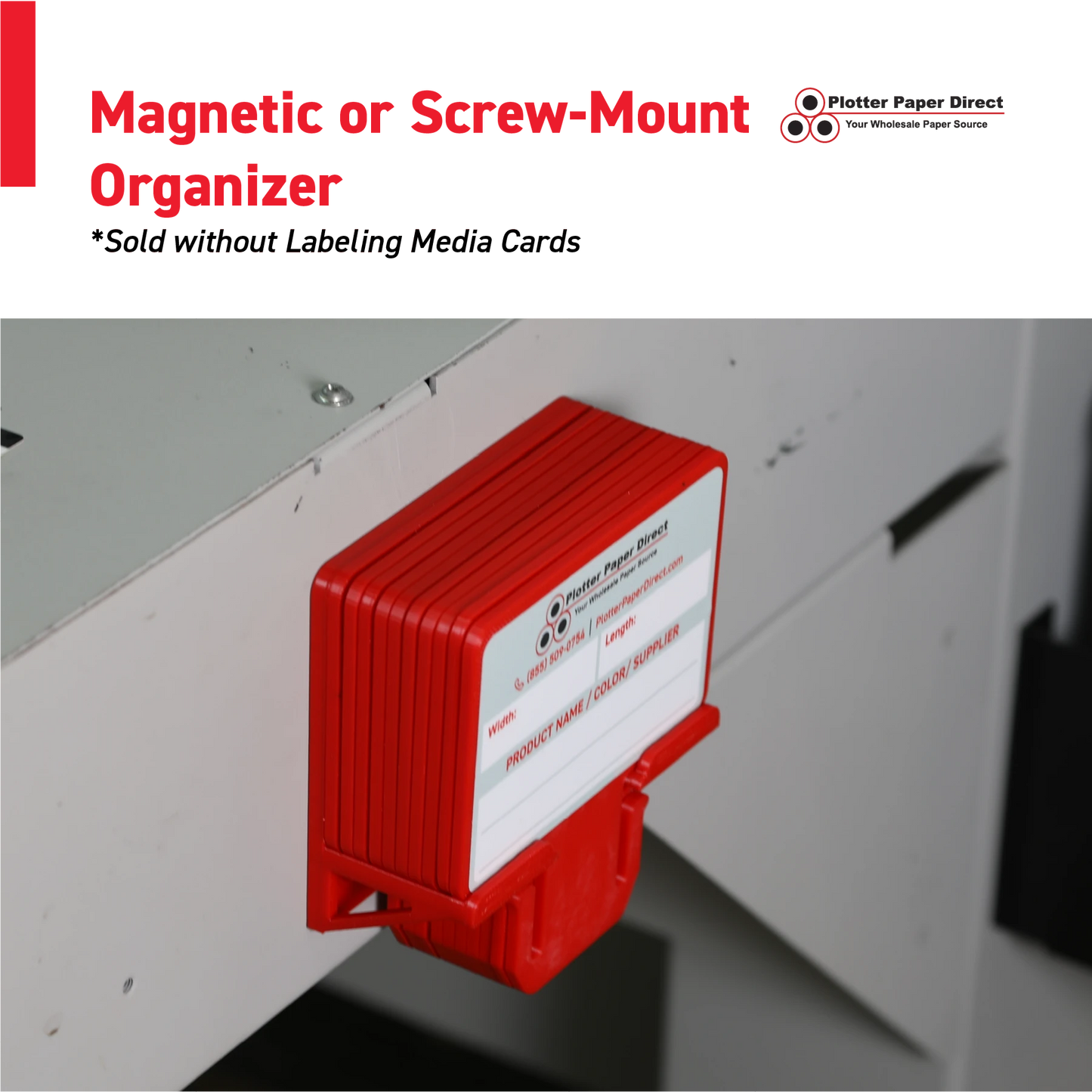 Black Magnetic MediaCards Organizer, Store up to 10 MediaCards for 2" Core