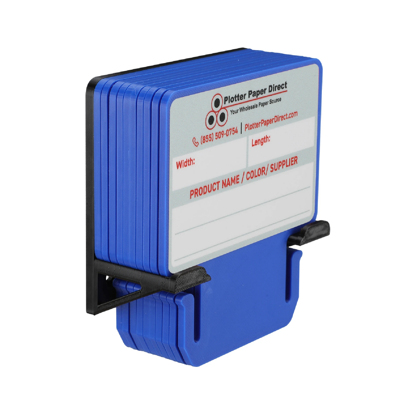 Blue MediaCards Kit for Vinyl Roll Storage – 10 Writable Double-Sided Cards for 3" Core Rolls with Black Magnetic Organizer – Label & Track Media Easily