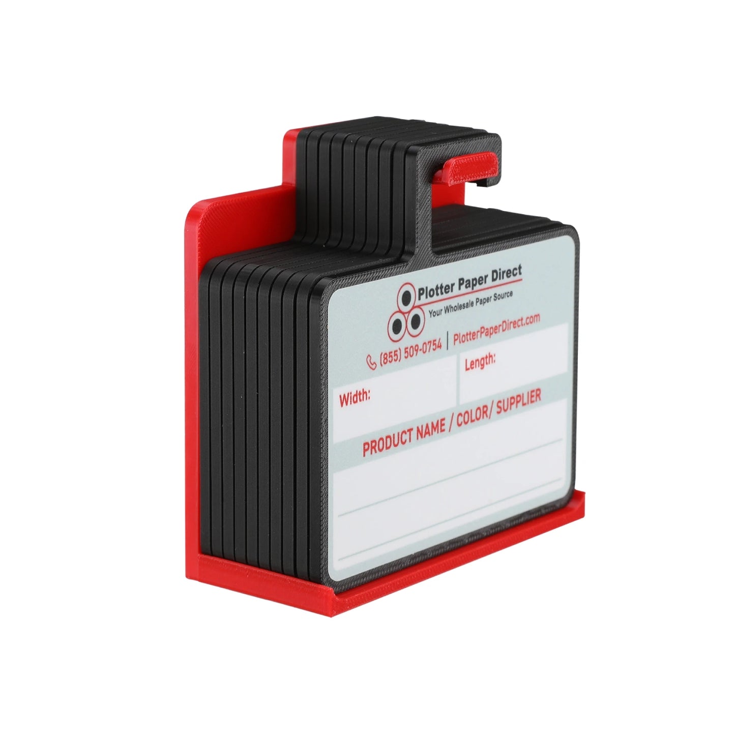 Kit of 10 Black Rewritable MediaCards Hooks + Red Magnetic Wall Organizer – Dry-Erase Labeling Kit for Vinyl Roll Storage in Print & Sign Shops