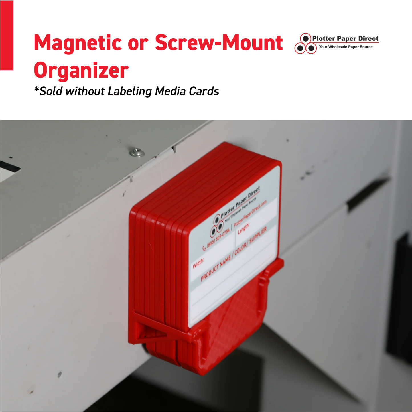 Red Magnetic MediaCards Organizer, Store up to 10 MediaCards for 3" Core
