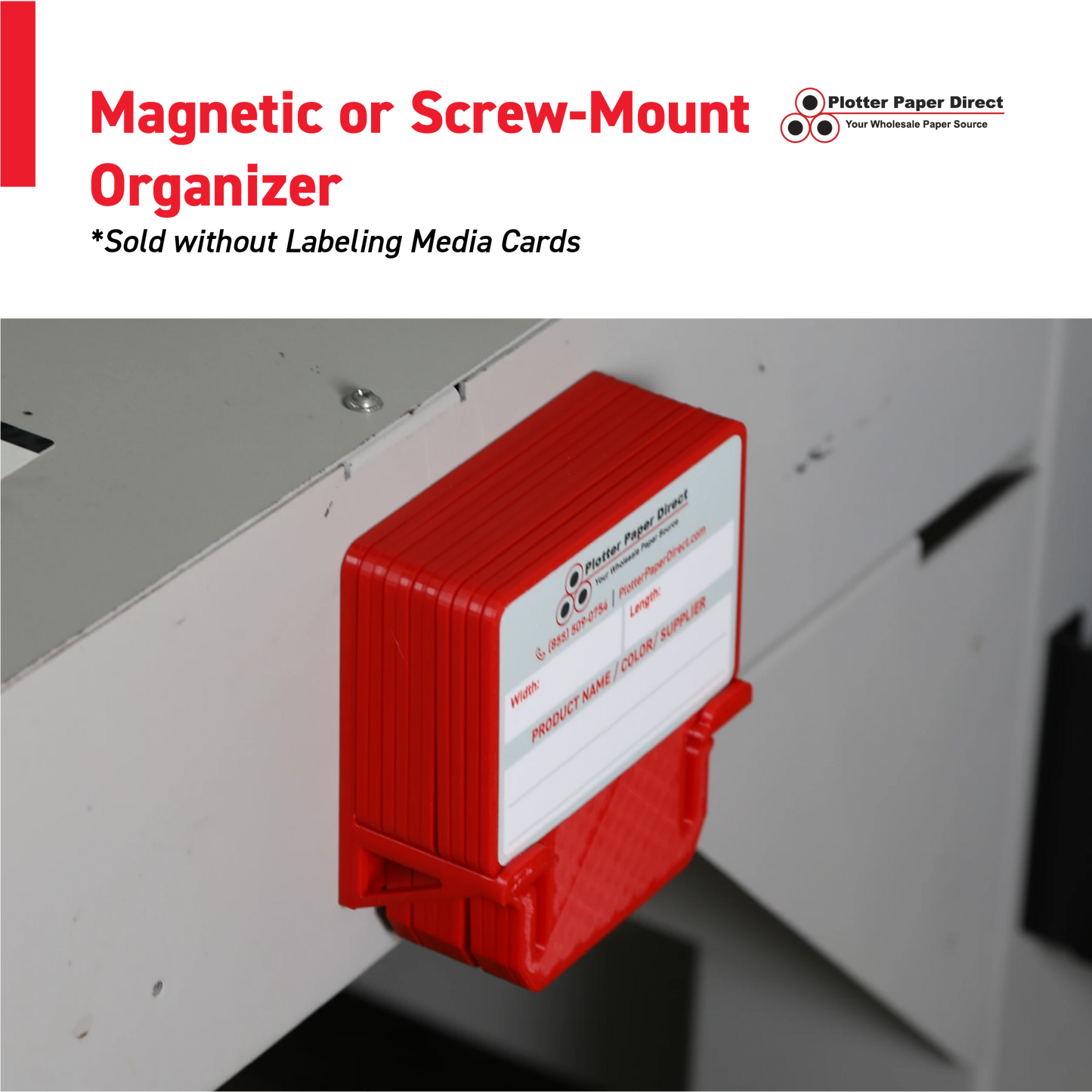 White Magnetic MediaCards Organizer, Store up to 10 MediaCards for 3" Core