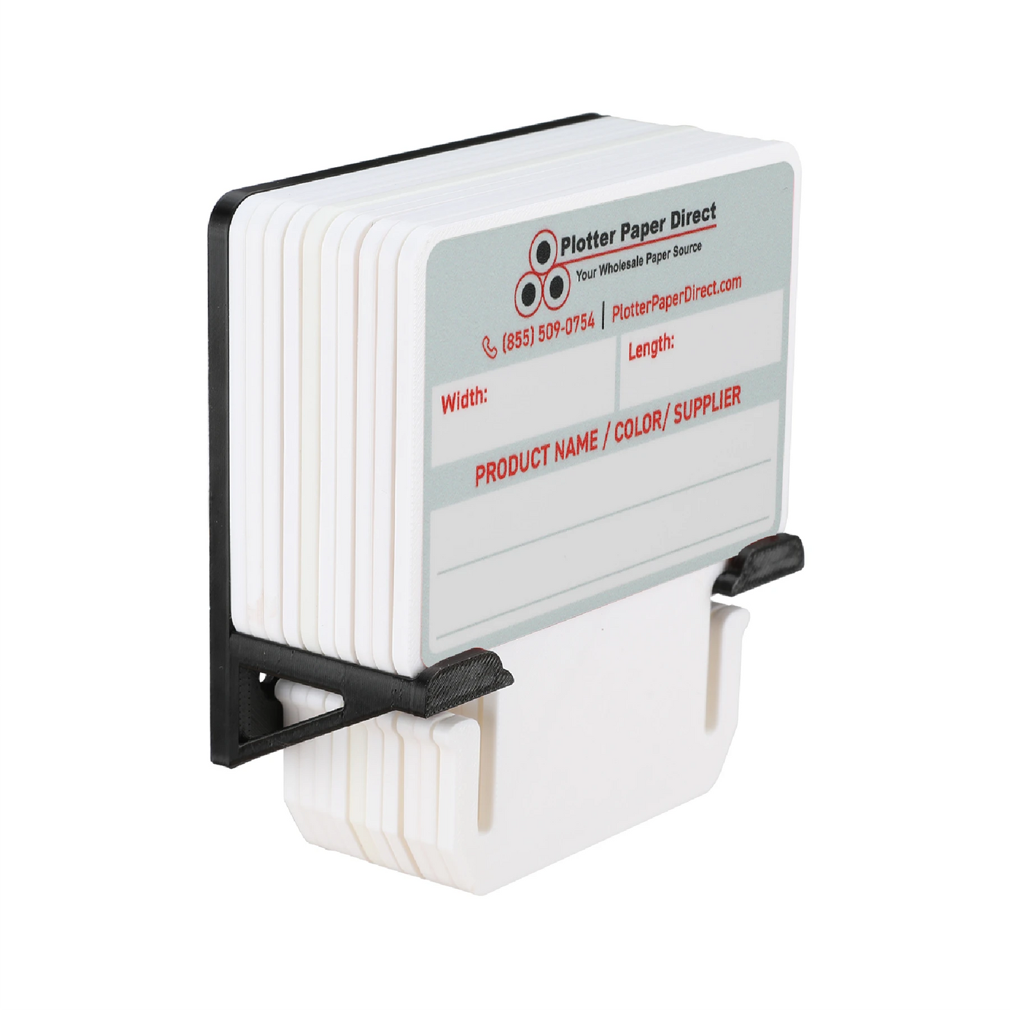 White MediaCards Kit for Vinyl Roll Storage – 10 Writable Double-Sided Cards for 3" Core Rolls with Black Magnetic Organizer – Label & Track Media Easily