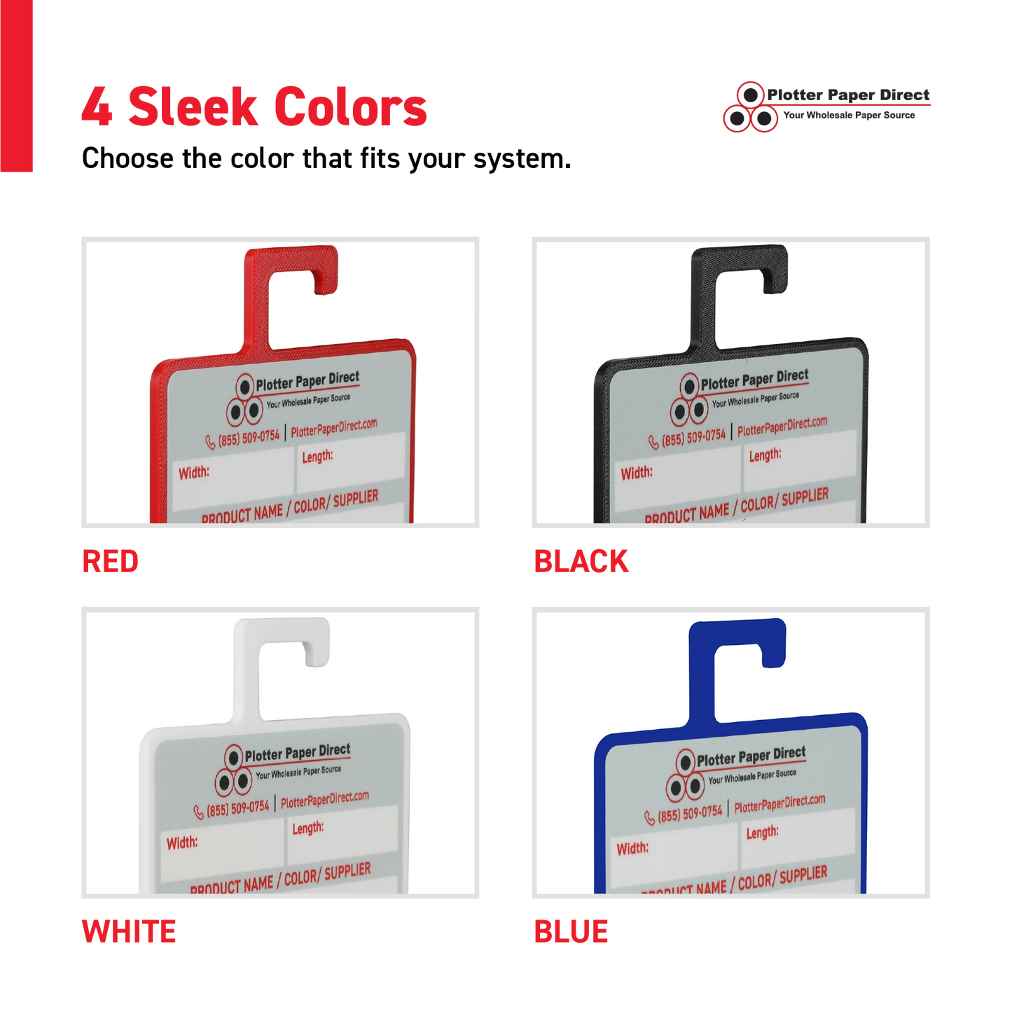 Blue MediaCards Hook for Vinyl Roll Storage – Writable Labeling Cards for Vinyl Roll Clips – Double-Sided Design with Fields for Size, Color, Supplier & More