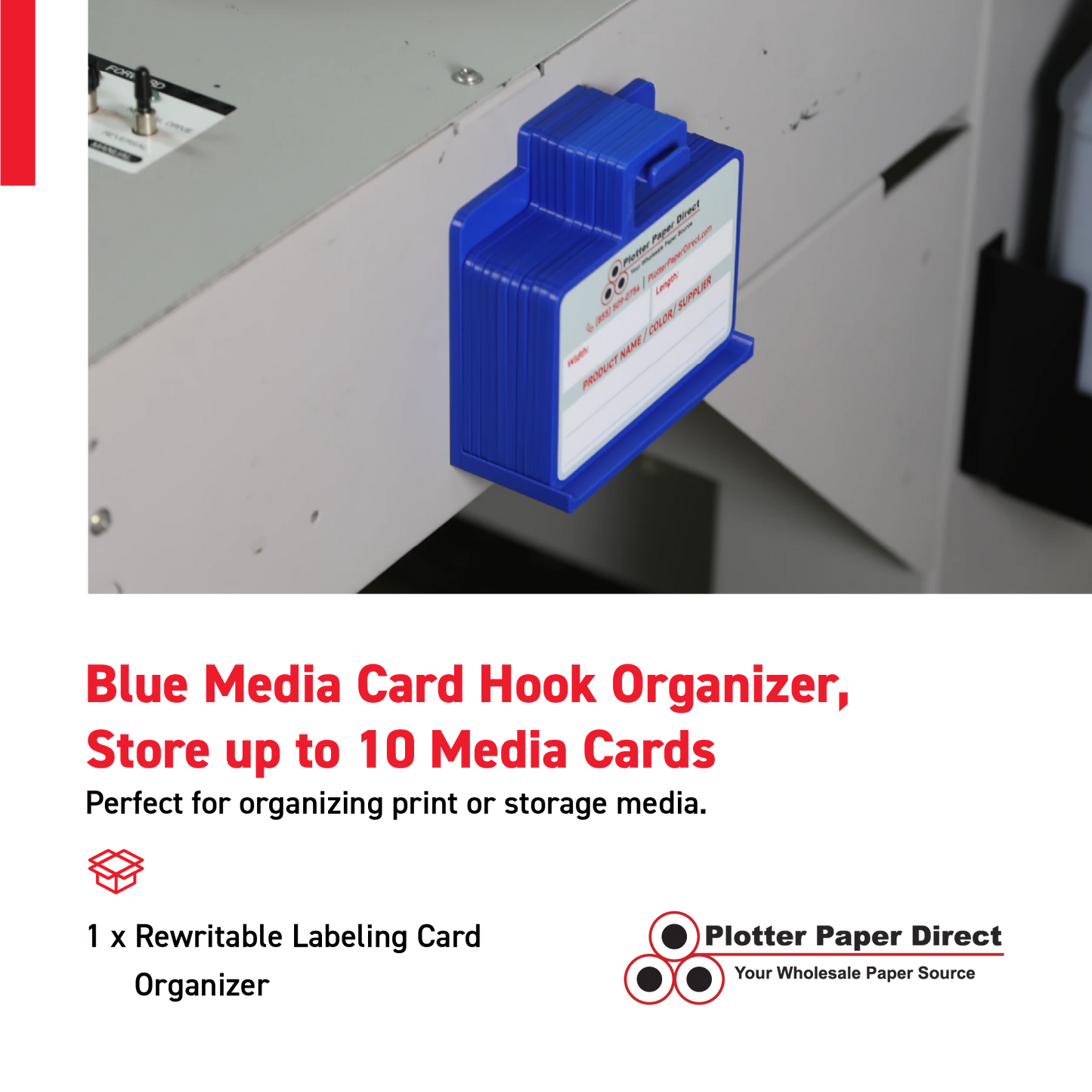 Blue MediaCards Hook Organizer, Store up to 10 MediaCards