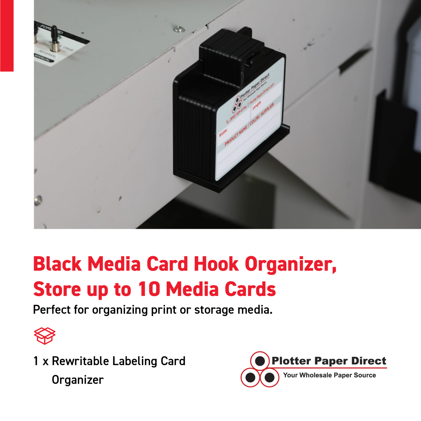 Black MediaCards Hook Organizer, Store up to 10 MediaCards