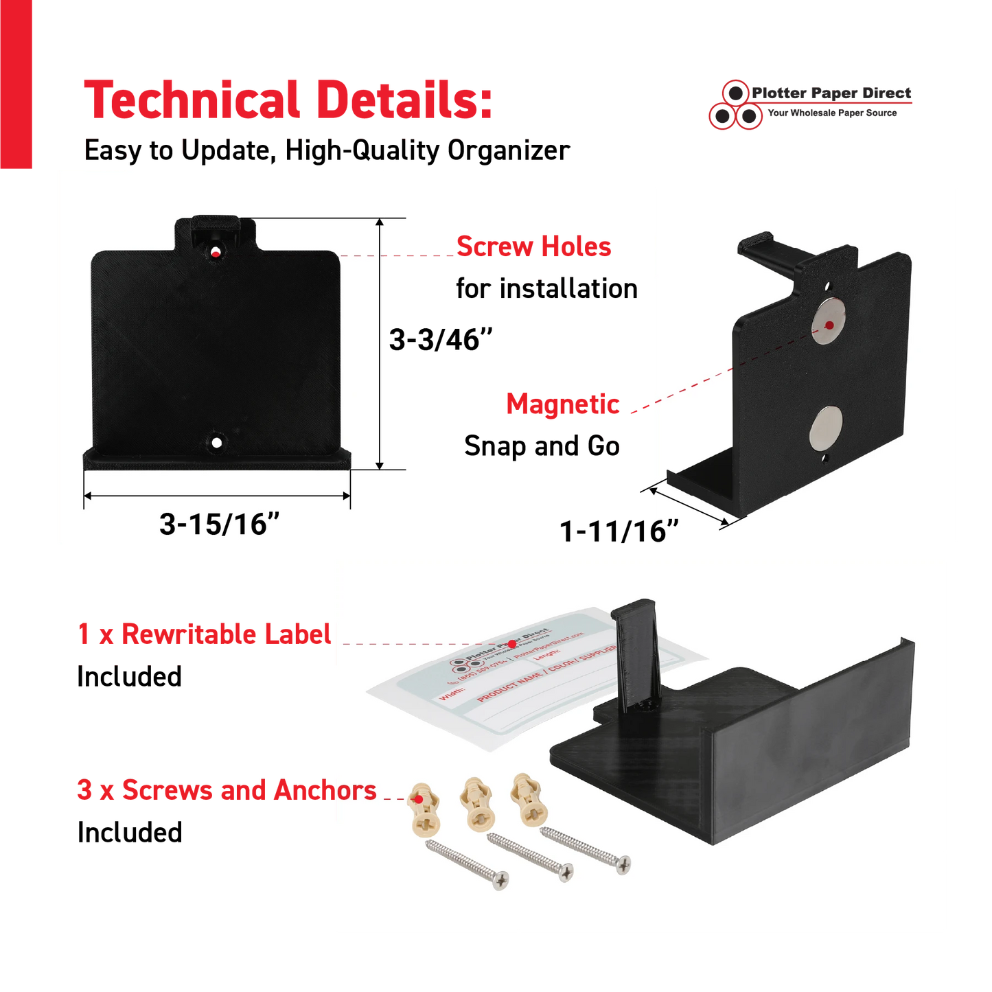 Black MediaCards Hook Organizer, Store up to 10 MediaCards