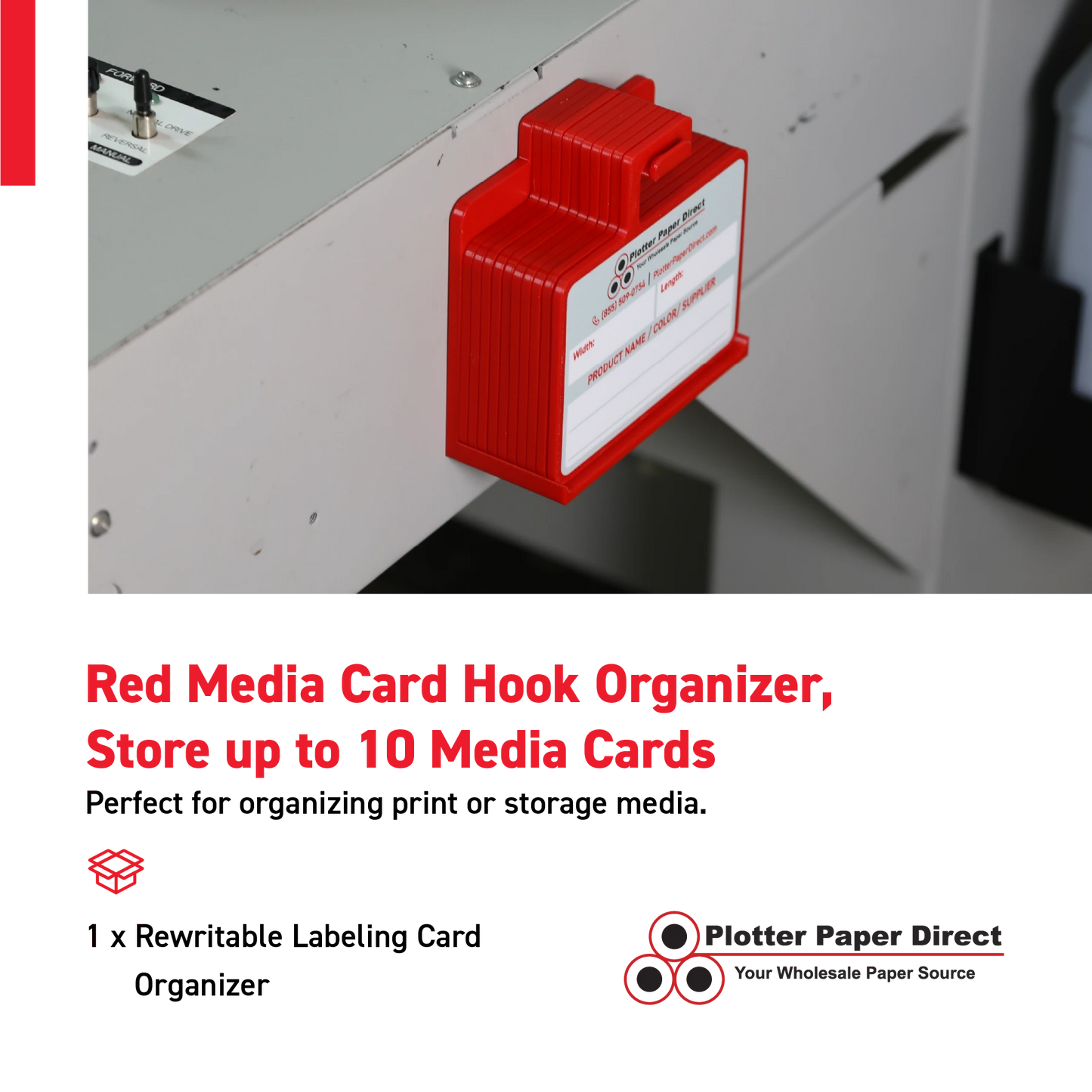 Red MediaCards Hook Organizer, Store up to 10 MediaCards