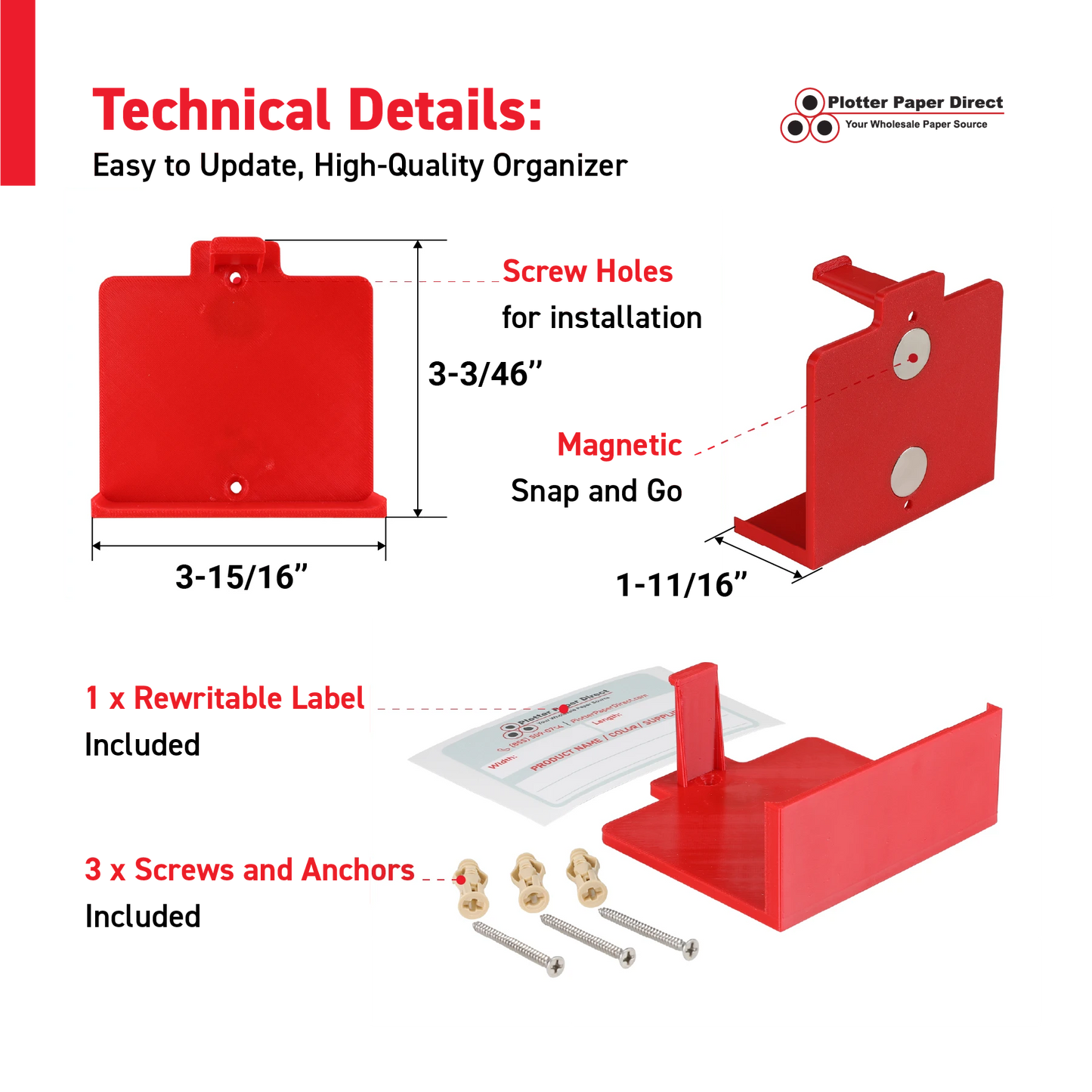 Red MediaCards Hook Organizer, Store up to 10 MediaCards