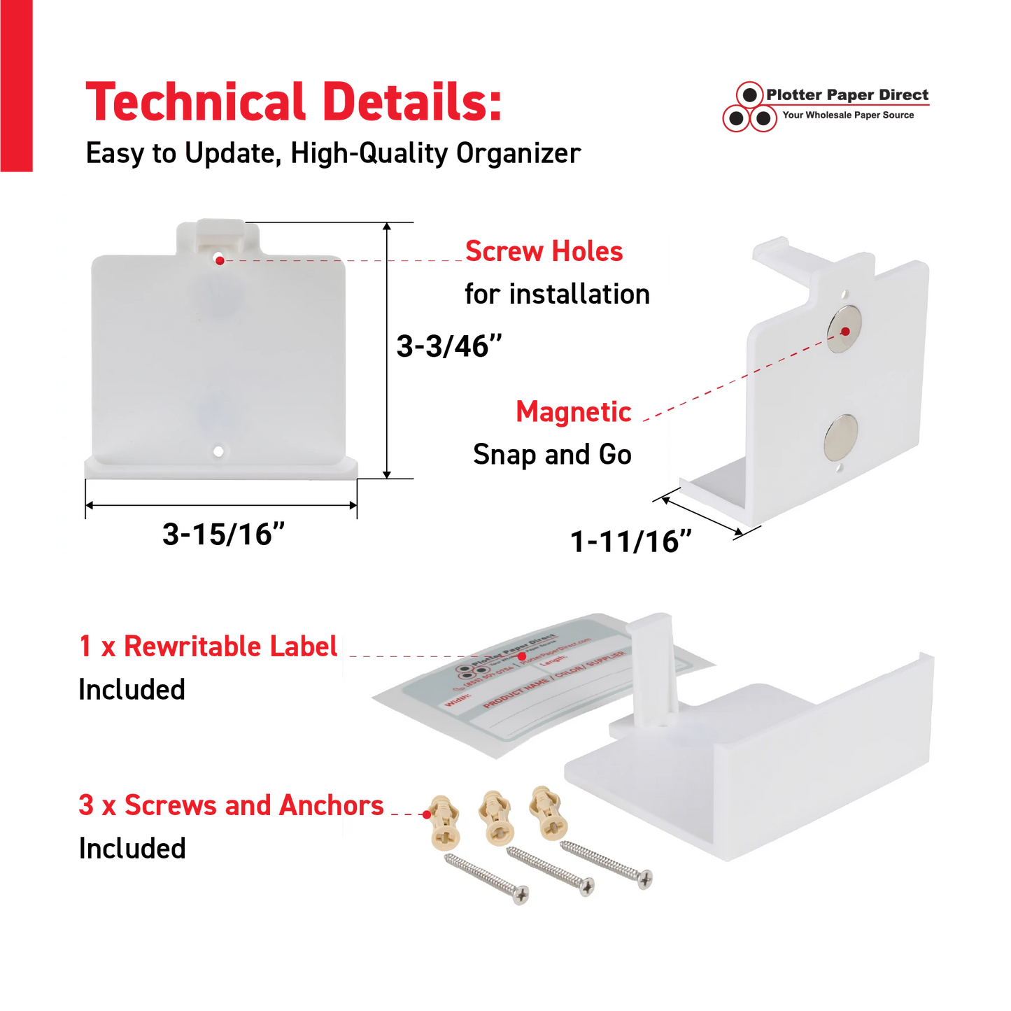 White MediaCards Hook Organizer, Store up to 10 MediaCards