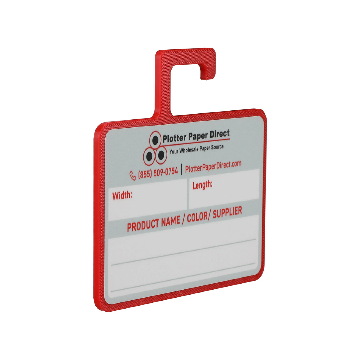 Red MediaCards Hook for Vinyl Roll Storage – Writable Labeling Cards for Vinyl Roll Clips – Double-Sided Design with Fields for Size, Color, Supplier & More