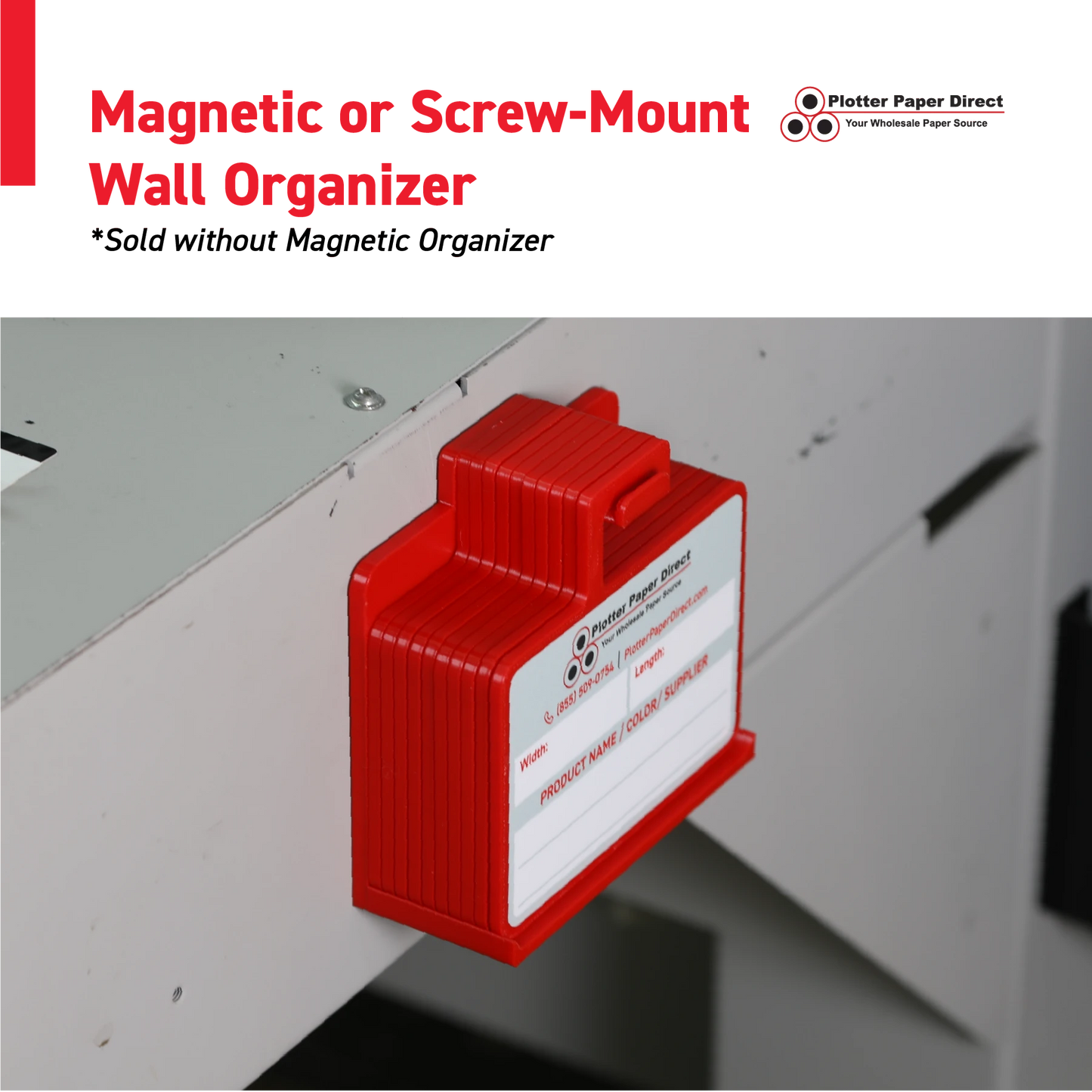 Red MediaCards Hook for Vinyl Roll Storage – Writable Labeling Cards for Vinyl Roll Clips – Double-Sided Design with Fields for Size, Color, Supplier & More