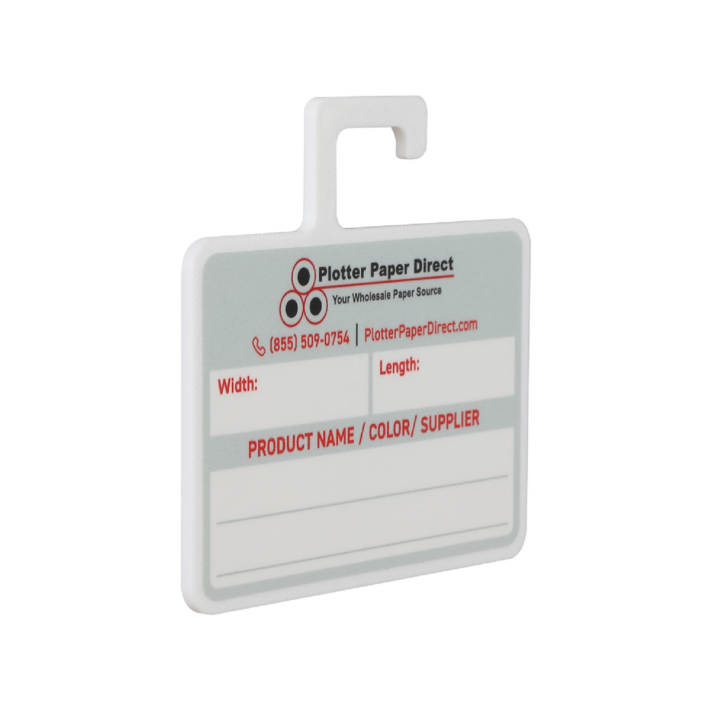 White MediaCards Hook for Vinyl Roll Storage – Writable Labeling Cards for Vinyl Roll Clips – Double-Sided Design with Fields for Size, Color, Supplier & More