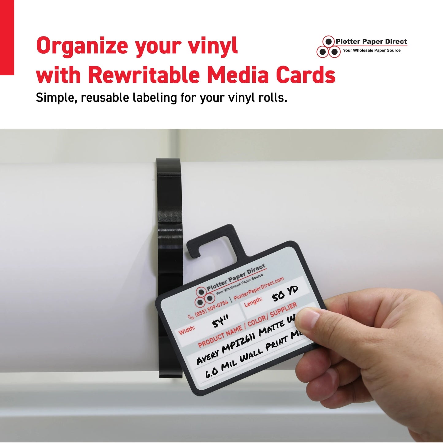 Yellow Vinyl Roll Retaining Clips, Quick-Release Plastic Media Holders, No Tape, No Damage, Fits 3" Core, Secures Up to 5" Diameter Rolls