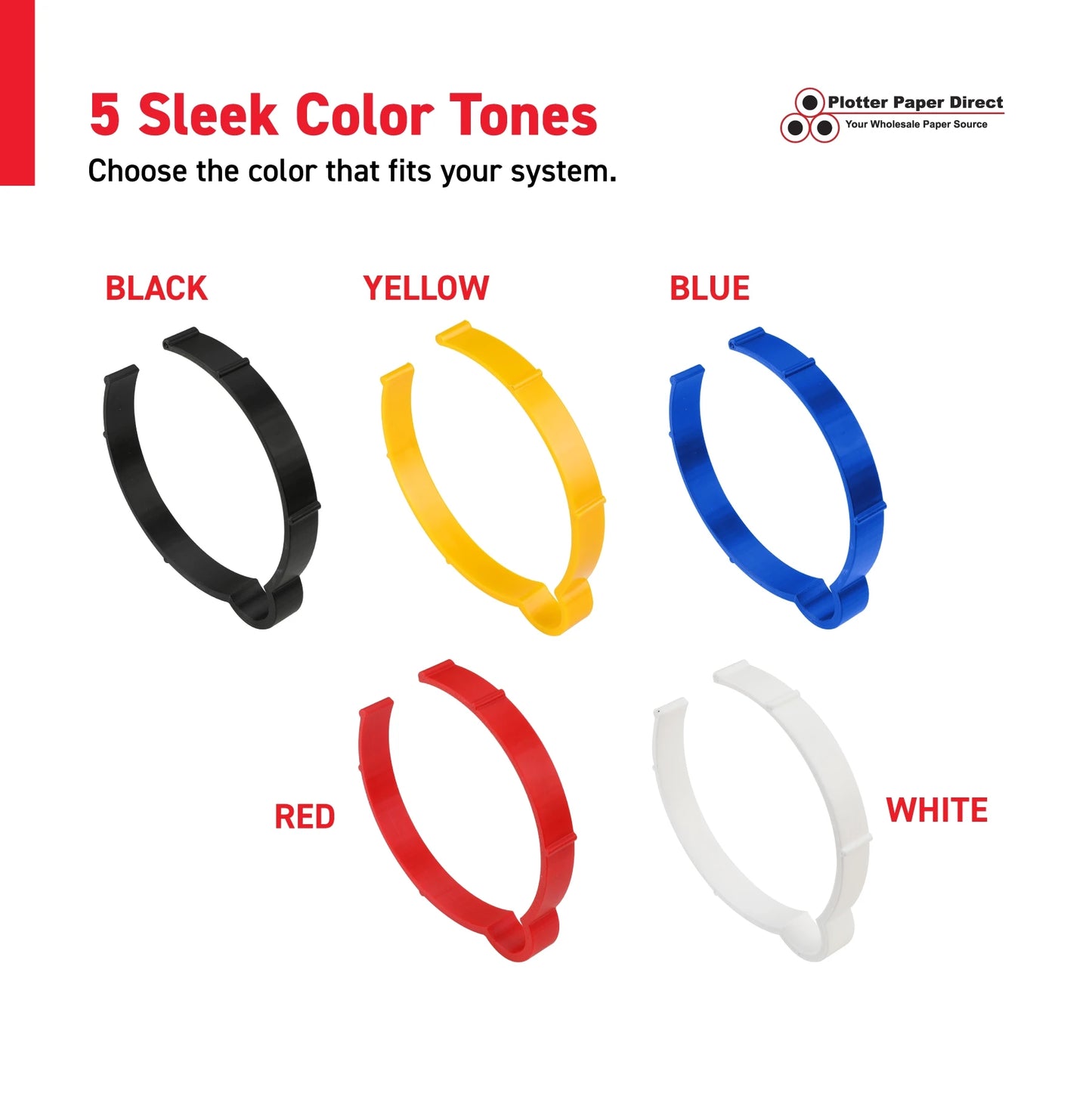 Vinyl Roll Storage Kit – 10 Yellow Retaining Clips & 10 Blue Writable MediaCards | Quick-Release Holders for 4" Core, Up to 6" Rolls | Double-Sided Labeling for Size, Color & Supplier