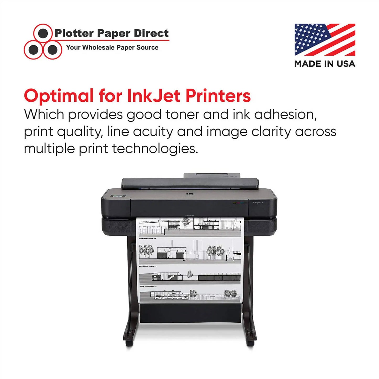 (2) 36'' x 300' Rolls - 20# Plotter Paper - 2'' Core
