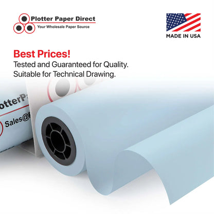 24'' x 150' Rolls - 20 lb Blue Tinted/Colored Bond Plotter Paper on 2'' Core (Pack of 2)