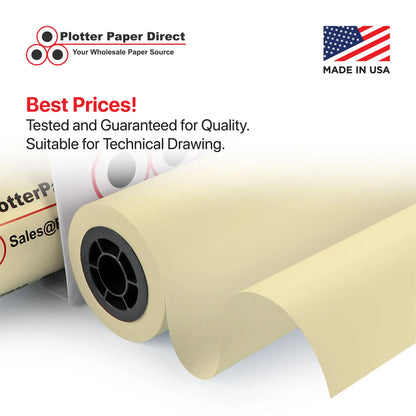 24'' x 150' Rolls - 20 lb Yellow Tinted/Colored Bond Plotter Paper on 2'' Core (Pack of 2)