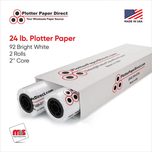 (2) 36'' x 300' Rolls - 24# Plotter Paper - 2'' Core