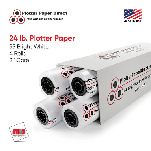 (4) 36'' x 150' Rolls - 24# Coated Bond - 2'' Core