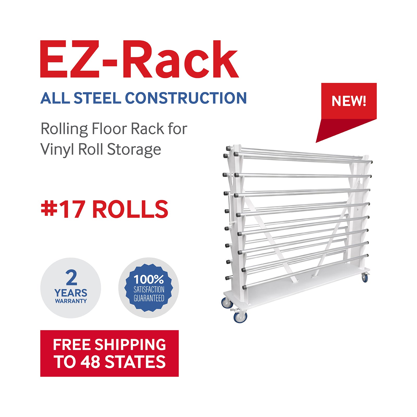 EZ Horizontal Vinyl Roller Rack #17 – Plotter Paper Direct